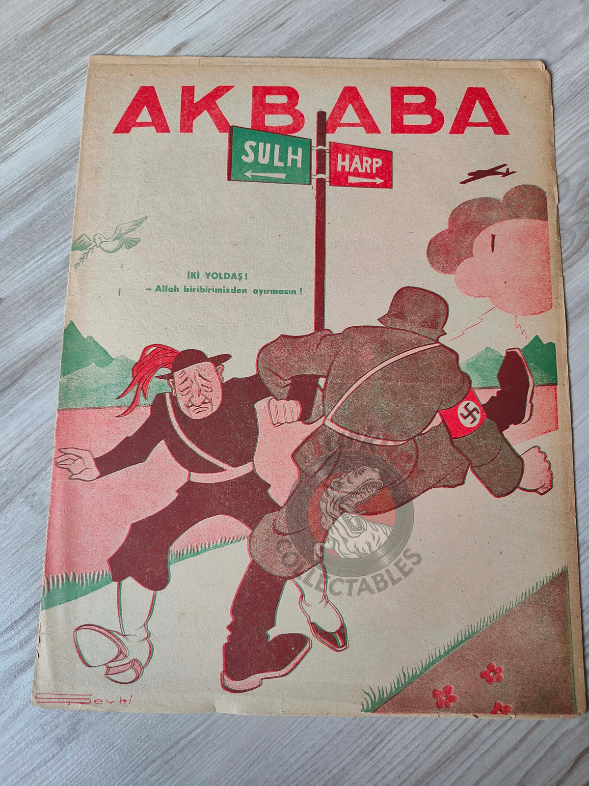 Akbaba 1943 Humor Magazine Turkish Turkey Germany Japan WW2 era Russia Joseph Goebbels Talat Pasha