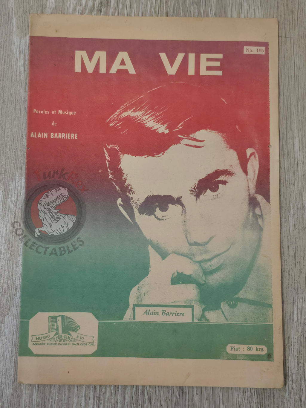 Alain Barrière – Ma Vie Turkish Vintage Musical Notes Sheet Turkey