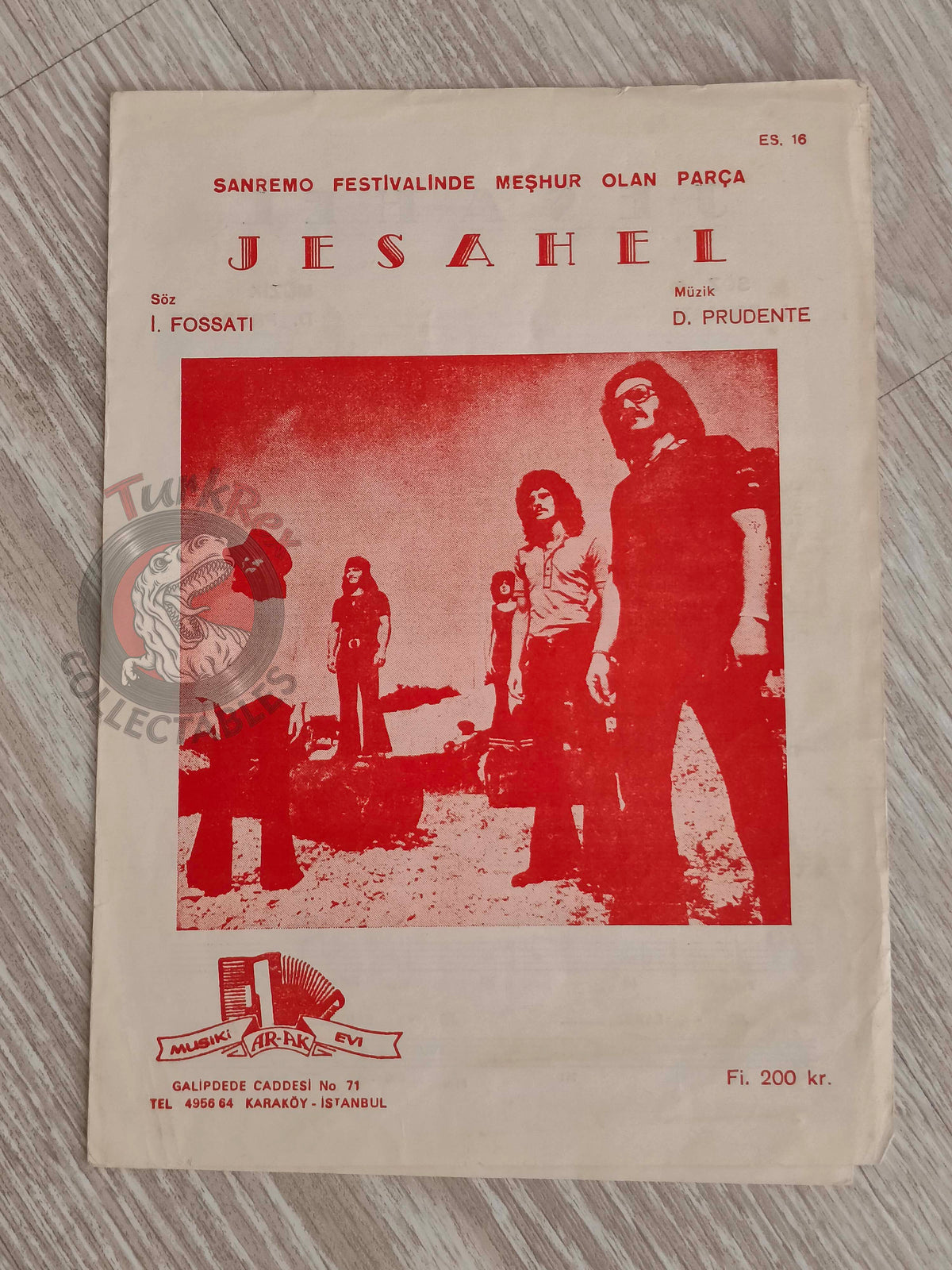 Delirium – Jesahel Turkish Vintage Musical Notes Sheet Turkey Sanremo