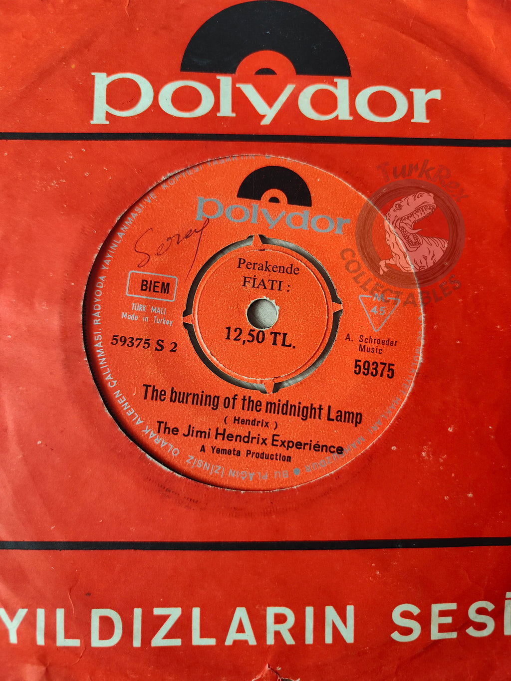 The Jimi Hendrix Experience – Let Me Light Your Fire 7" Turkish Pressing Vinyl Turkey Edition