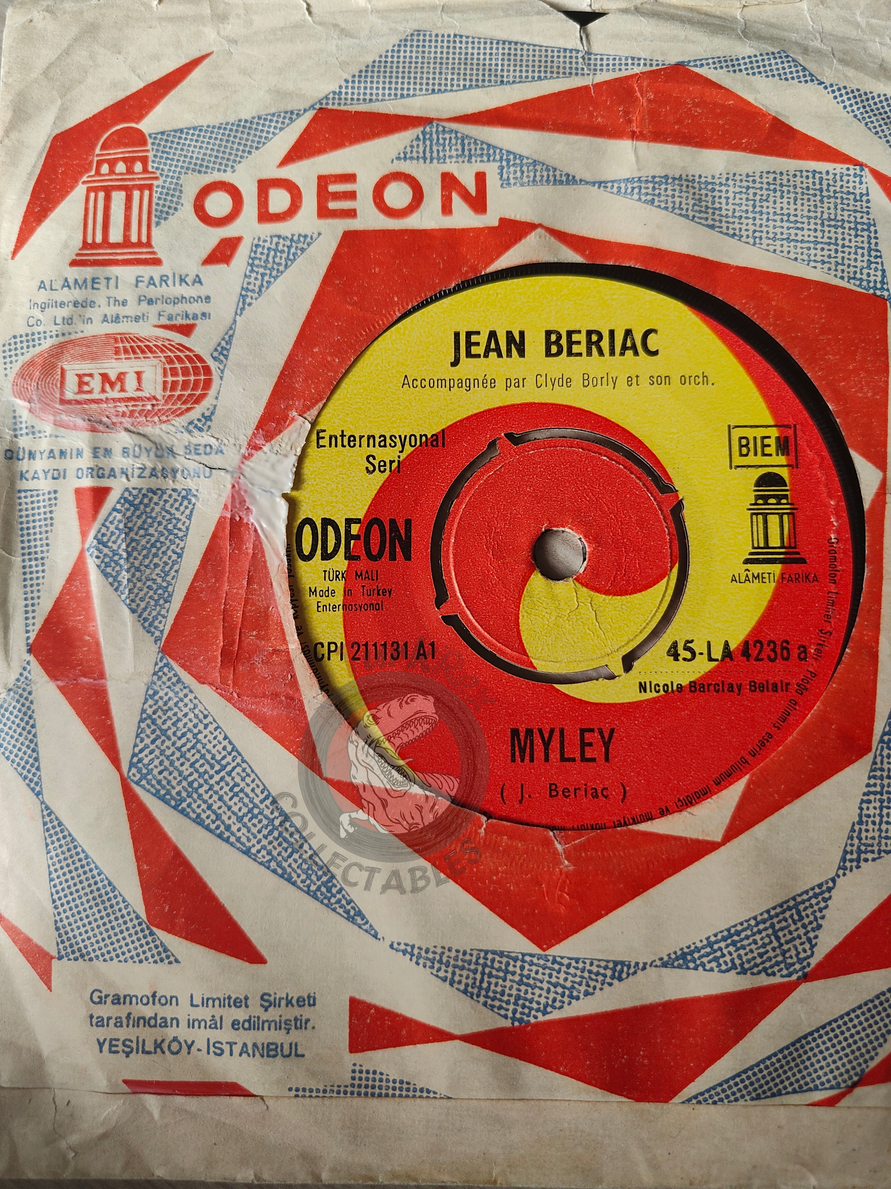 Jean Bériac – Myley / Les Casanova 7" Turkish Pressing Vinyl Turkey Edition