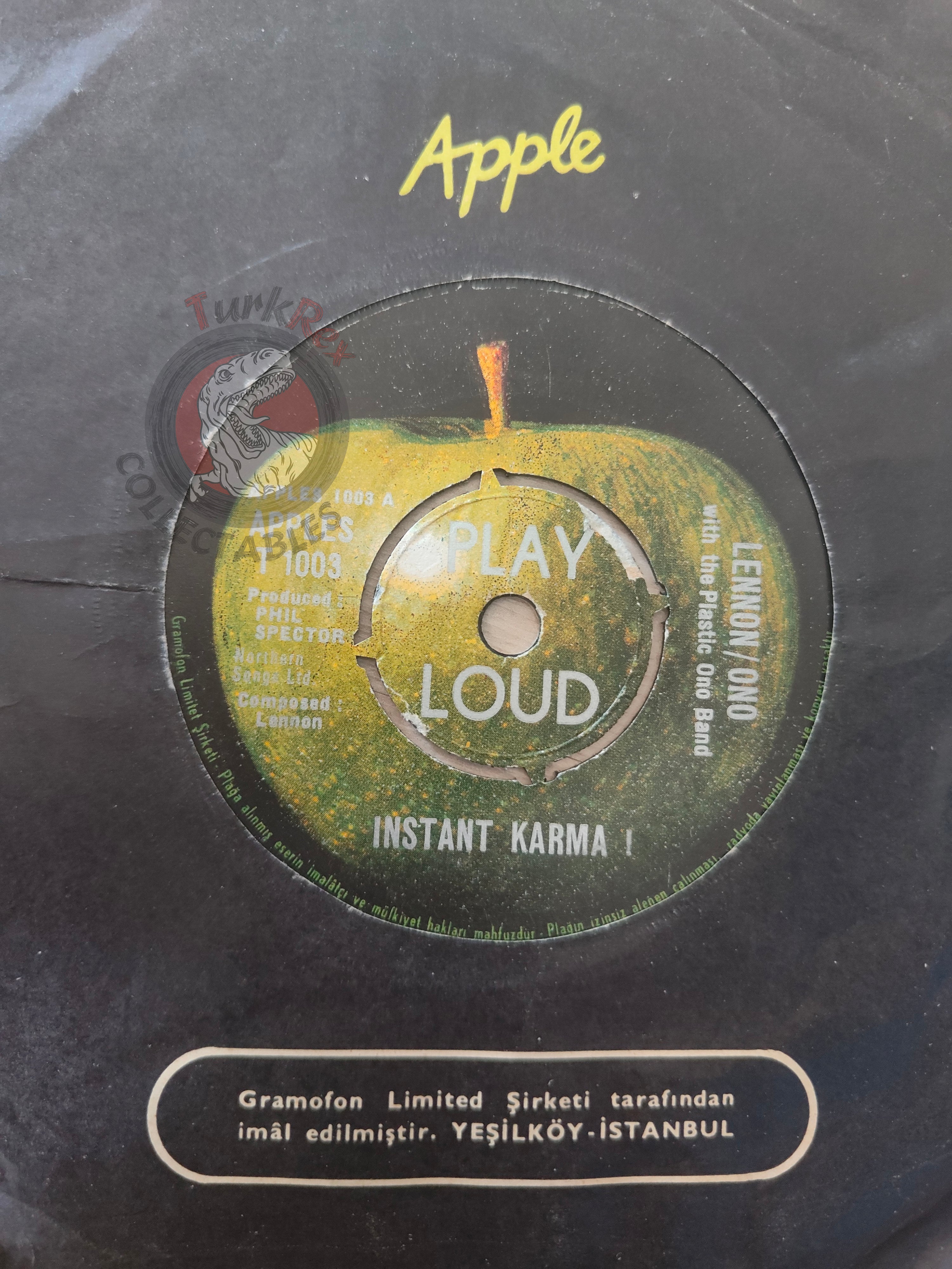 Lennon / Ono with The Plastic Ono Band – Instant Karma 7" Turkish Pressing Vinyl Turkey Edition
