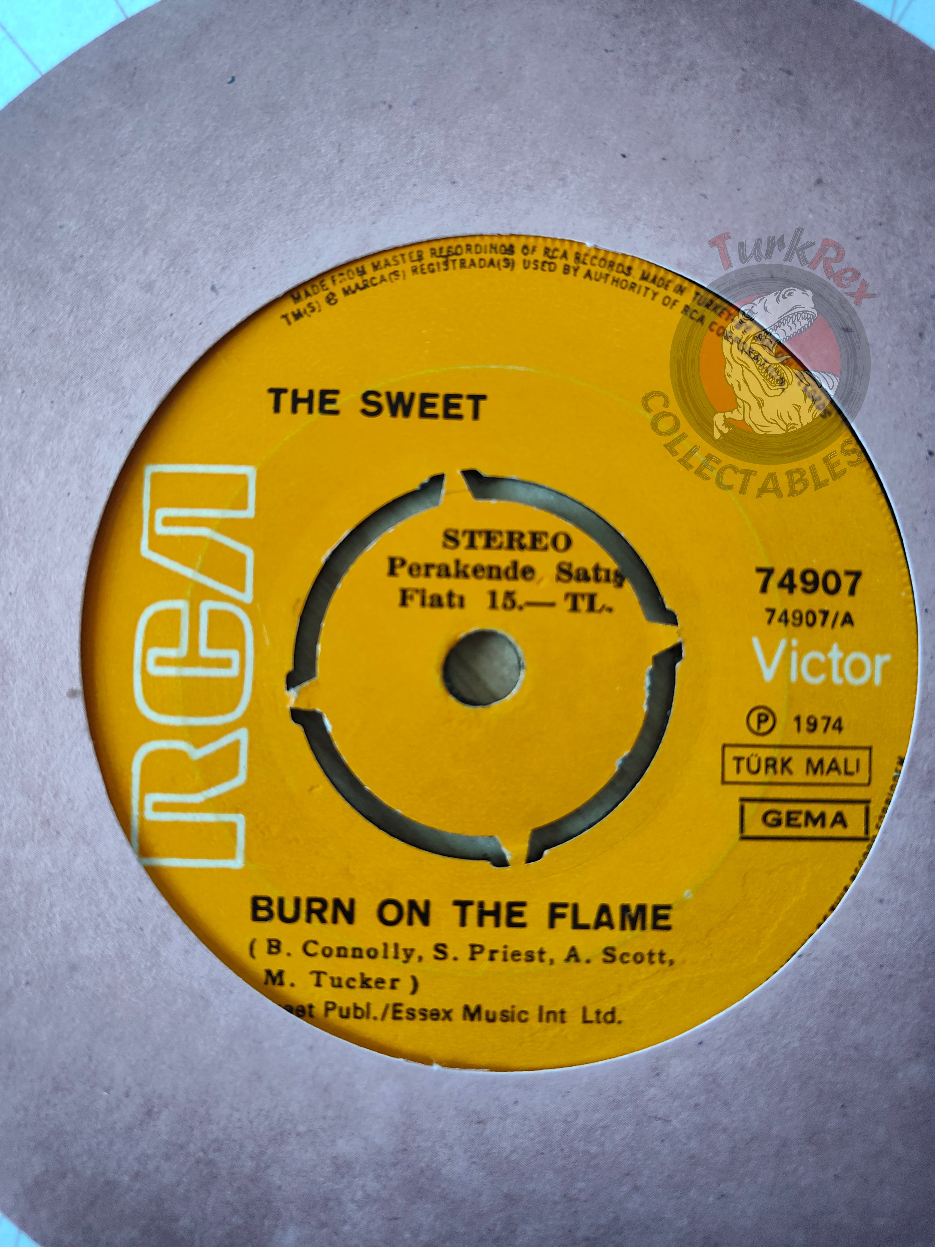 The Sweet – Burn On The Flame 7" Turkish Pressing Vinyl Turkey Edition