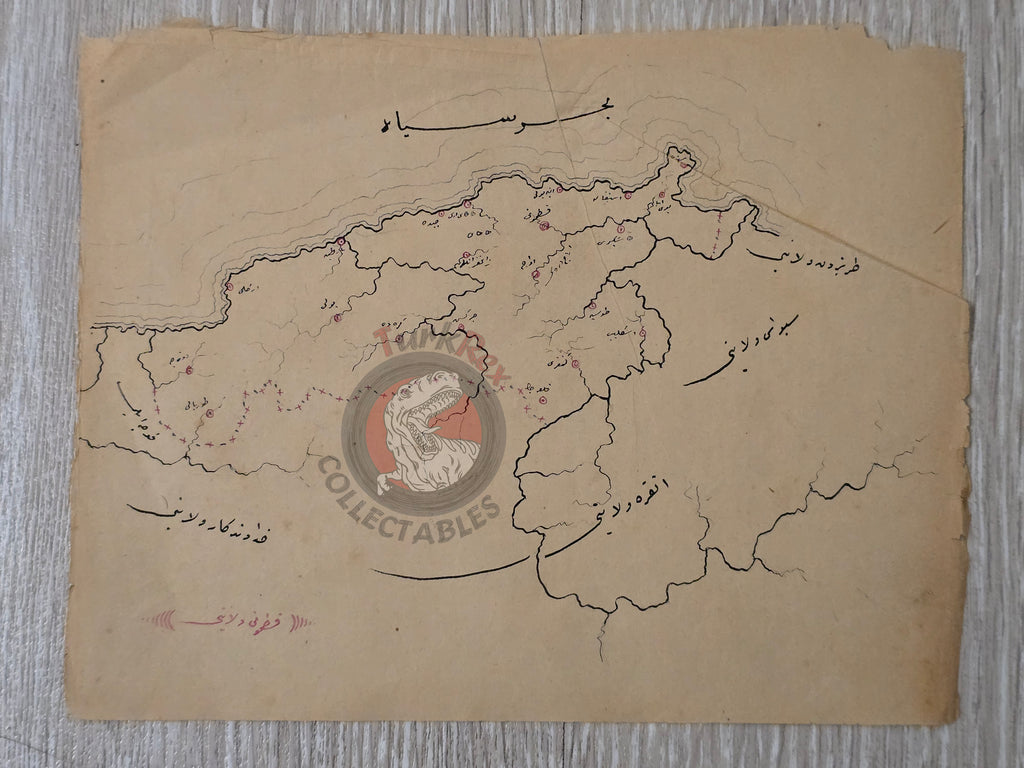 Ottoman Empire Hand-Drawn Map Kastamonu Vilayet 1890s Manuscript Sinop Black sea