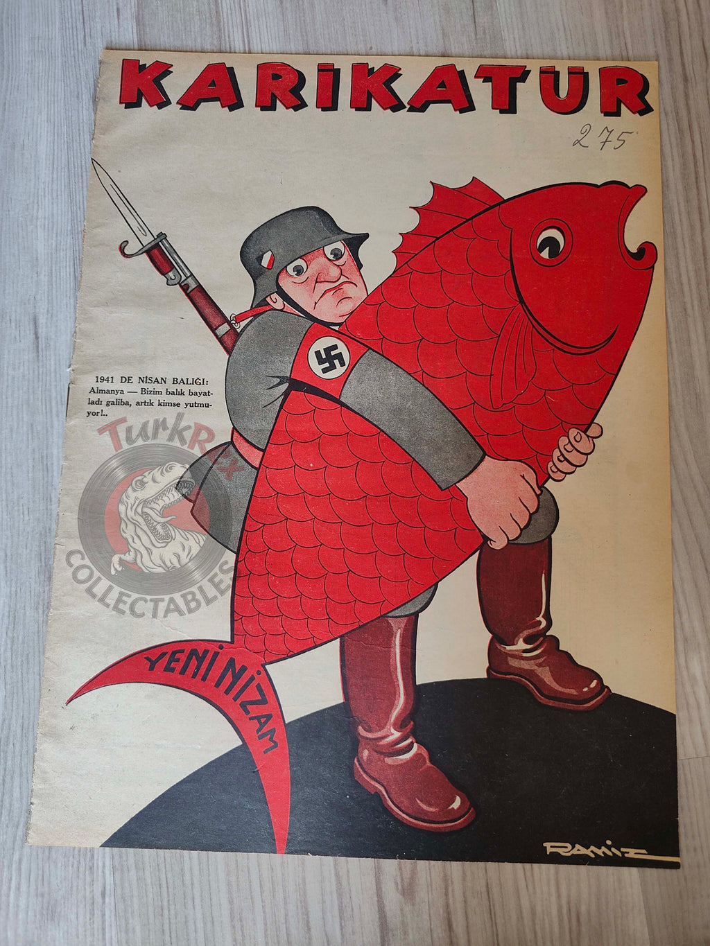 Karikatür 1941 Humor Magazine Turkish Turkey Germany German Soldier WW2 era Churchill Mussolini