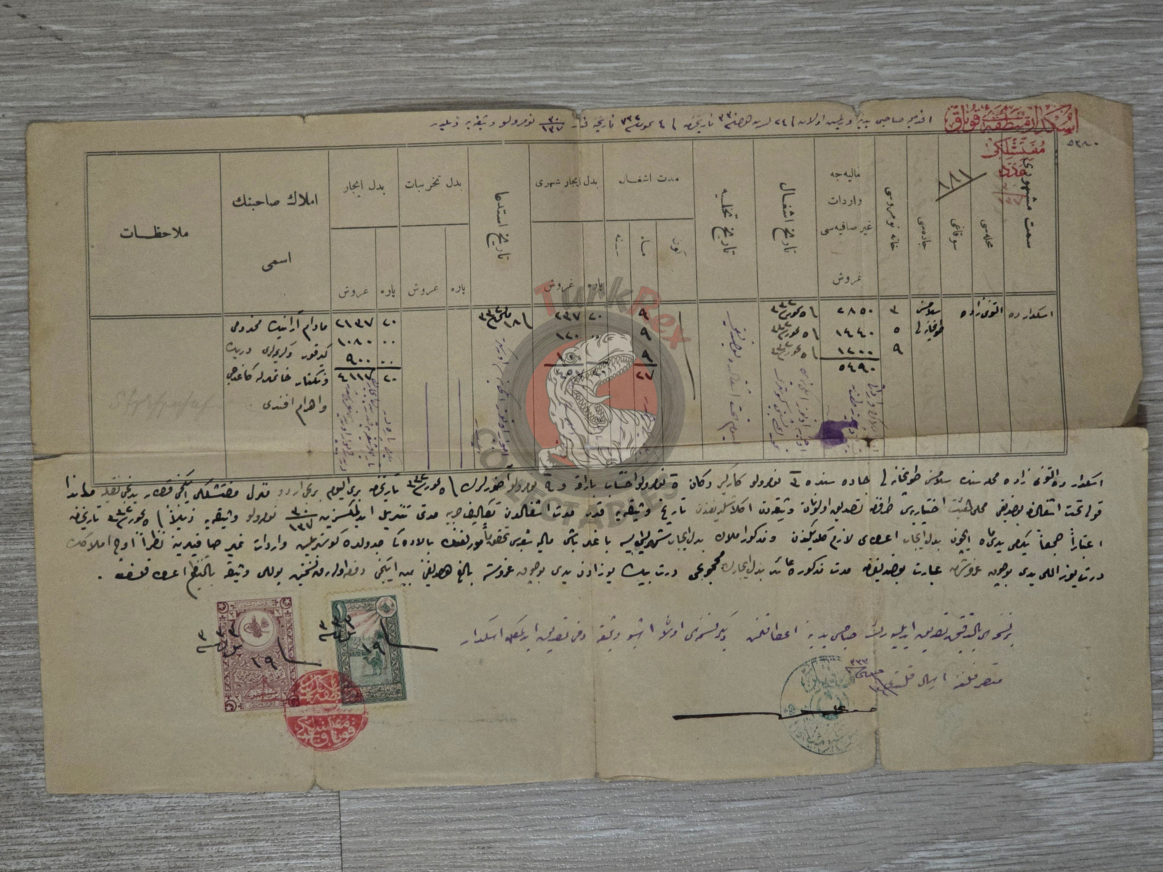 Ottoman 1916 WWI Rental Document between Armenian Citizen and Ottoman Army Armenia