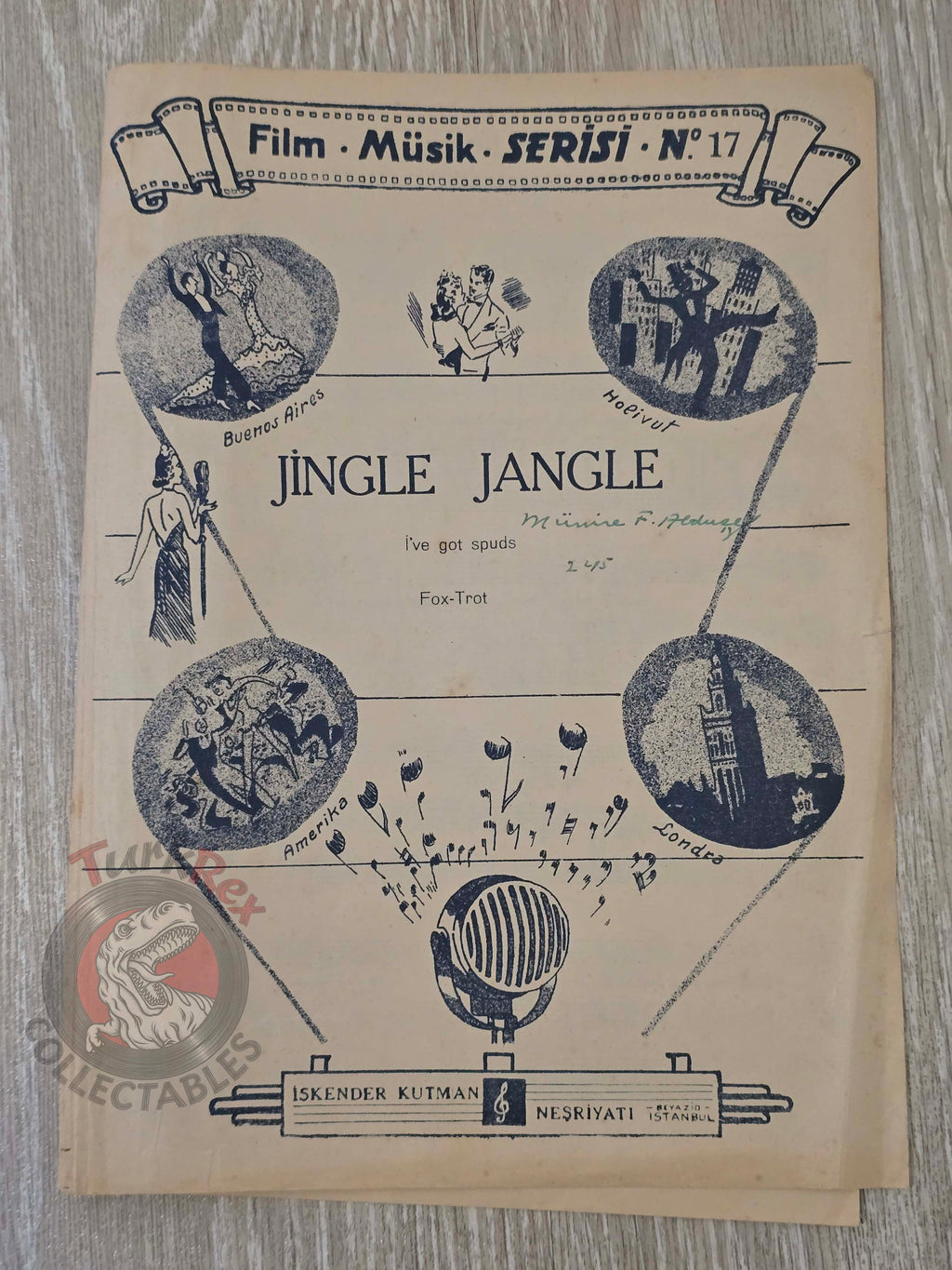 Jingle Jangle Jingle (I Got Spurs) Turkish Vintage Musical Notes Sheet Turkey Glamour Boy
