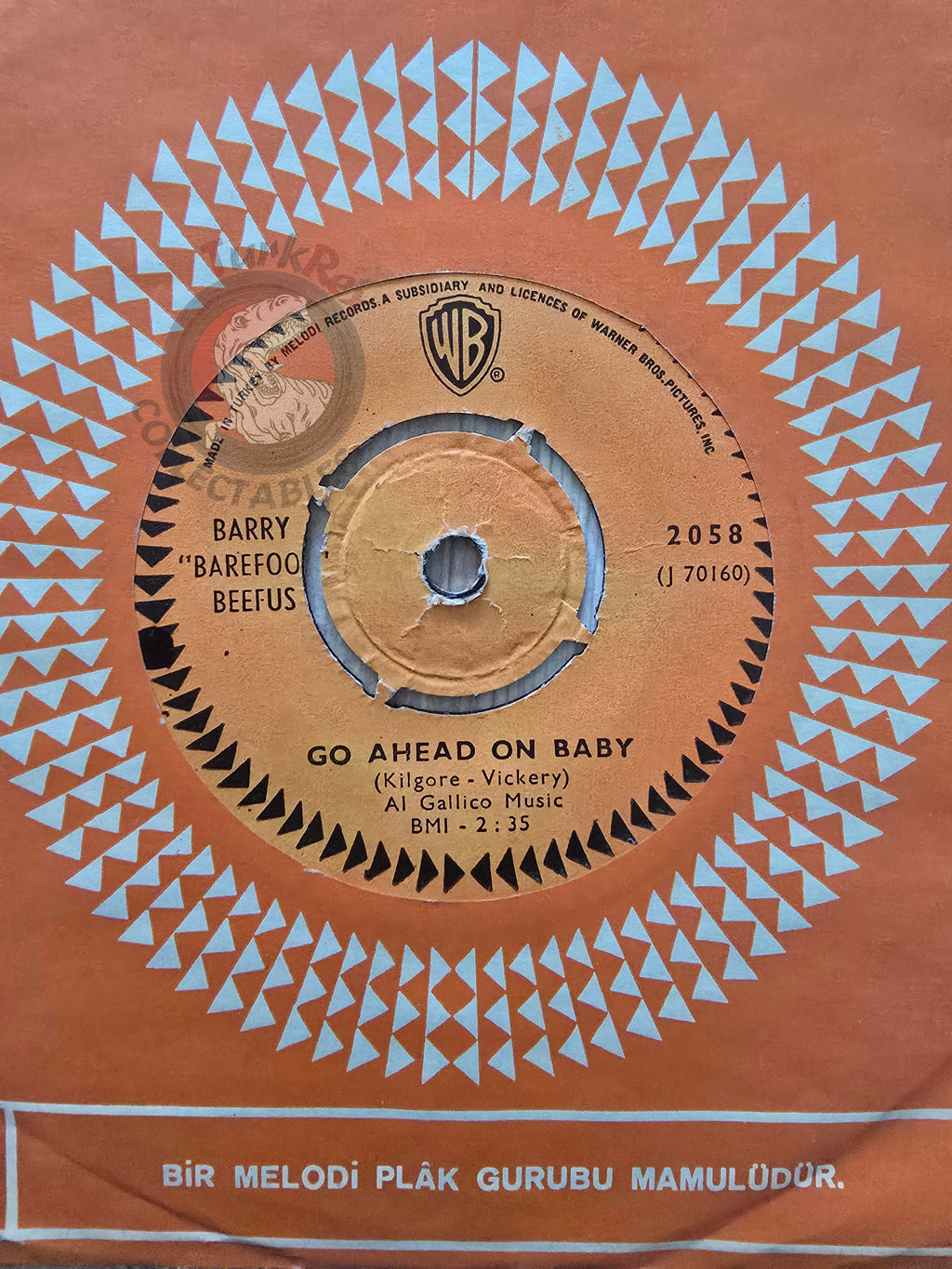 Barry "Barefoot" Beefus – Go Ahead On Baby 7" Turkish Pressing Vinyl Turkey Edition NM
