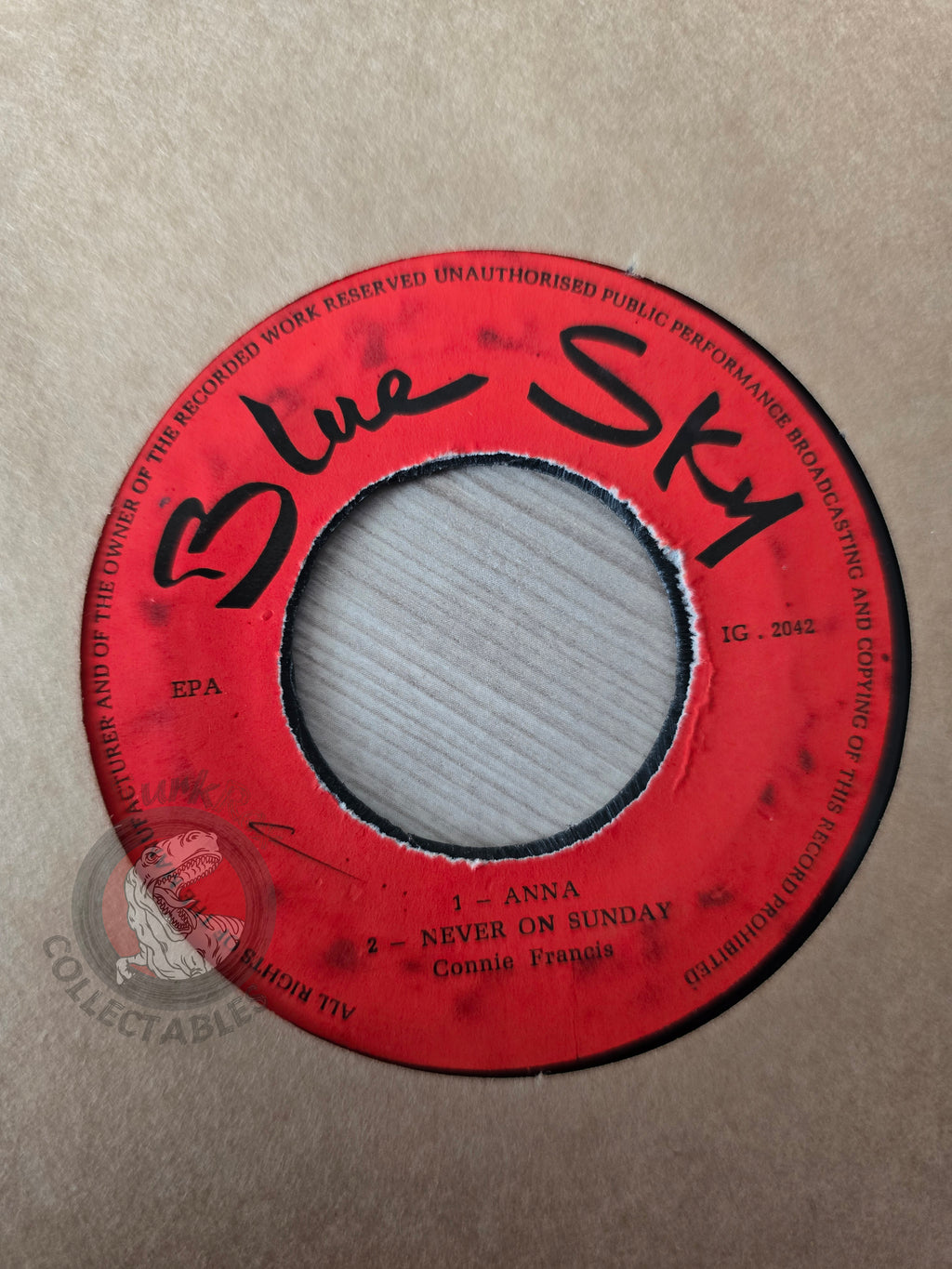 Connie Francis – Anna / Never On Sunday 7" Iran Pressing Vinyl Iranian Edition
