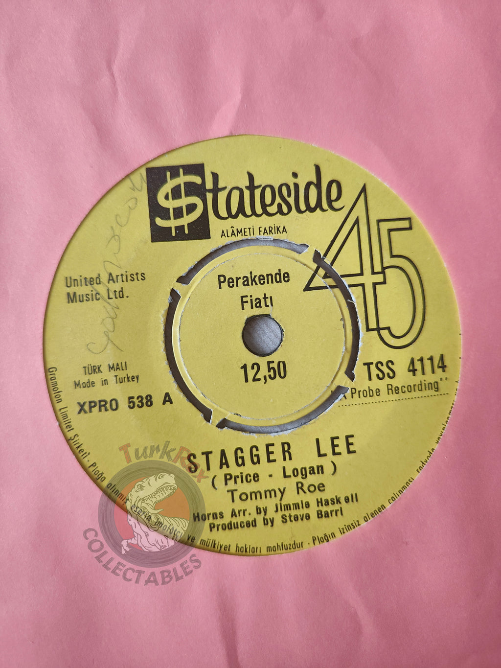 Tommy Roe – Stagger Lee 7" Turkish Pressing Vinyl Turkey Edition