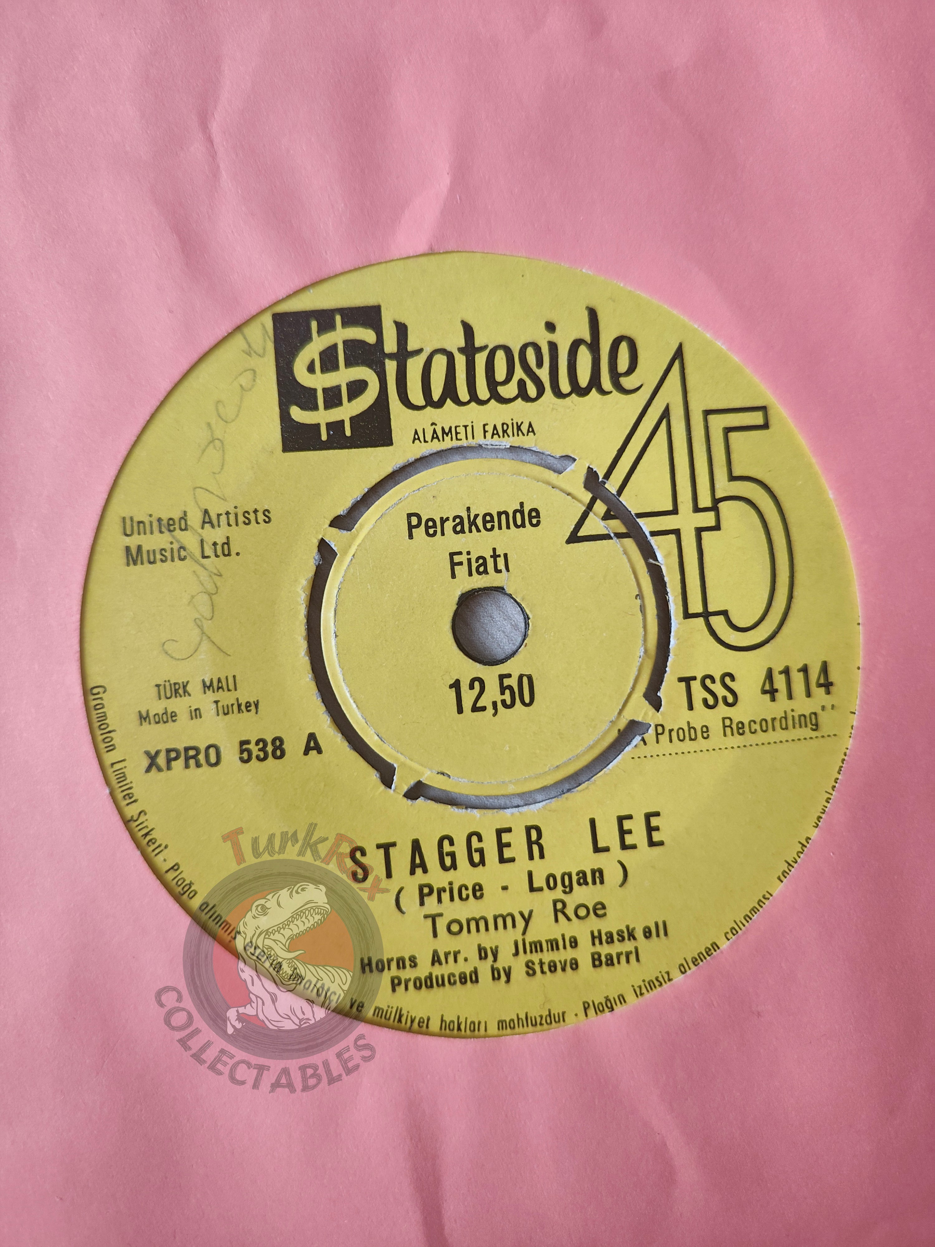 Tommy Roe – Stagger Lee 7" Turkish Pressing Vinyl Turkey Edition