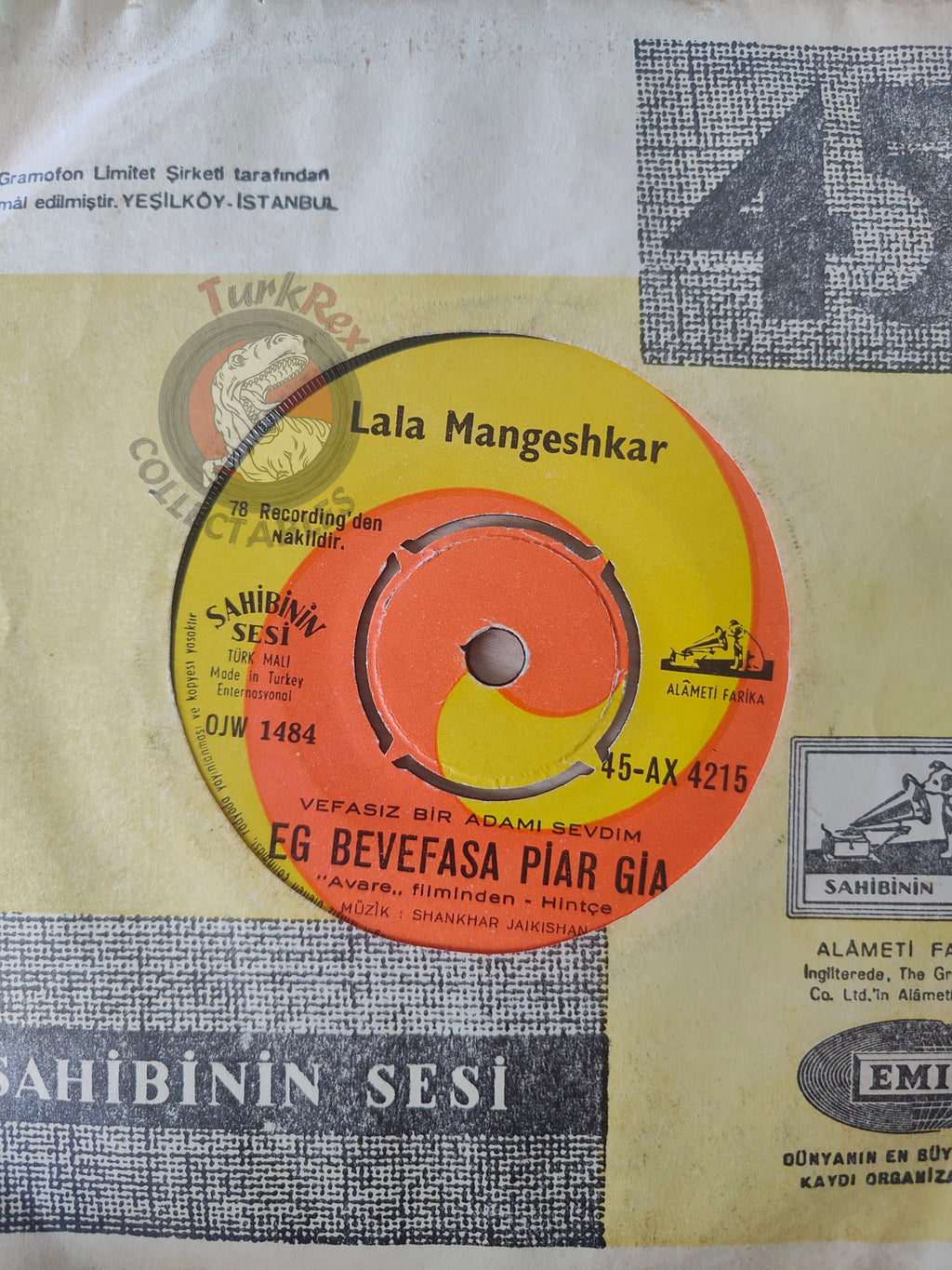 Lata Mangeshkar & Shamshad Begum - Eg Do Tin 7" Turkish Pressing Vinyl Turkey Edition