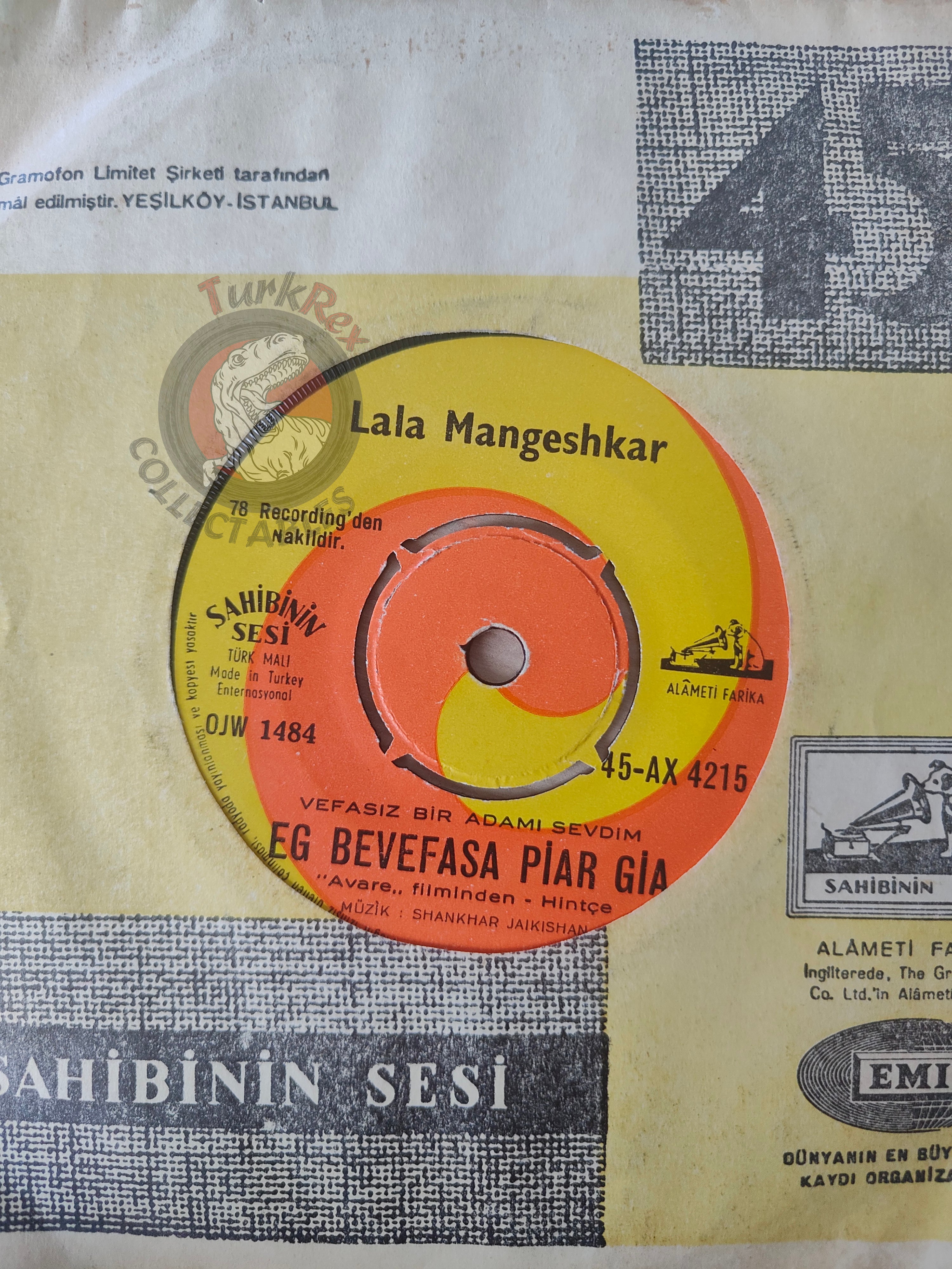 Lata Mangeshkar & Shamshad Begum - Eg Do Tin 7" Turkish Pressing Vinyl Turkey Edition