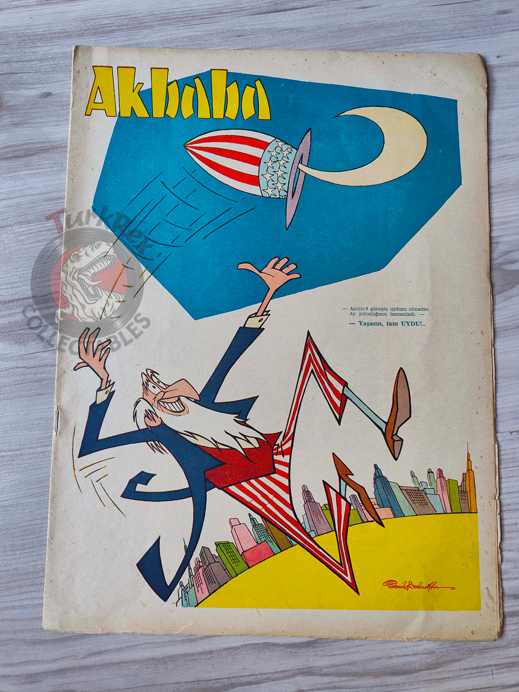 Akbaba 1969 The Space Race: Apollo 8 and the Moon Turkish Magazine Turkey Uncle Sam