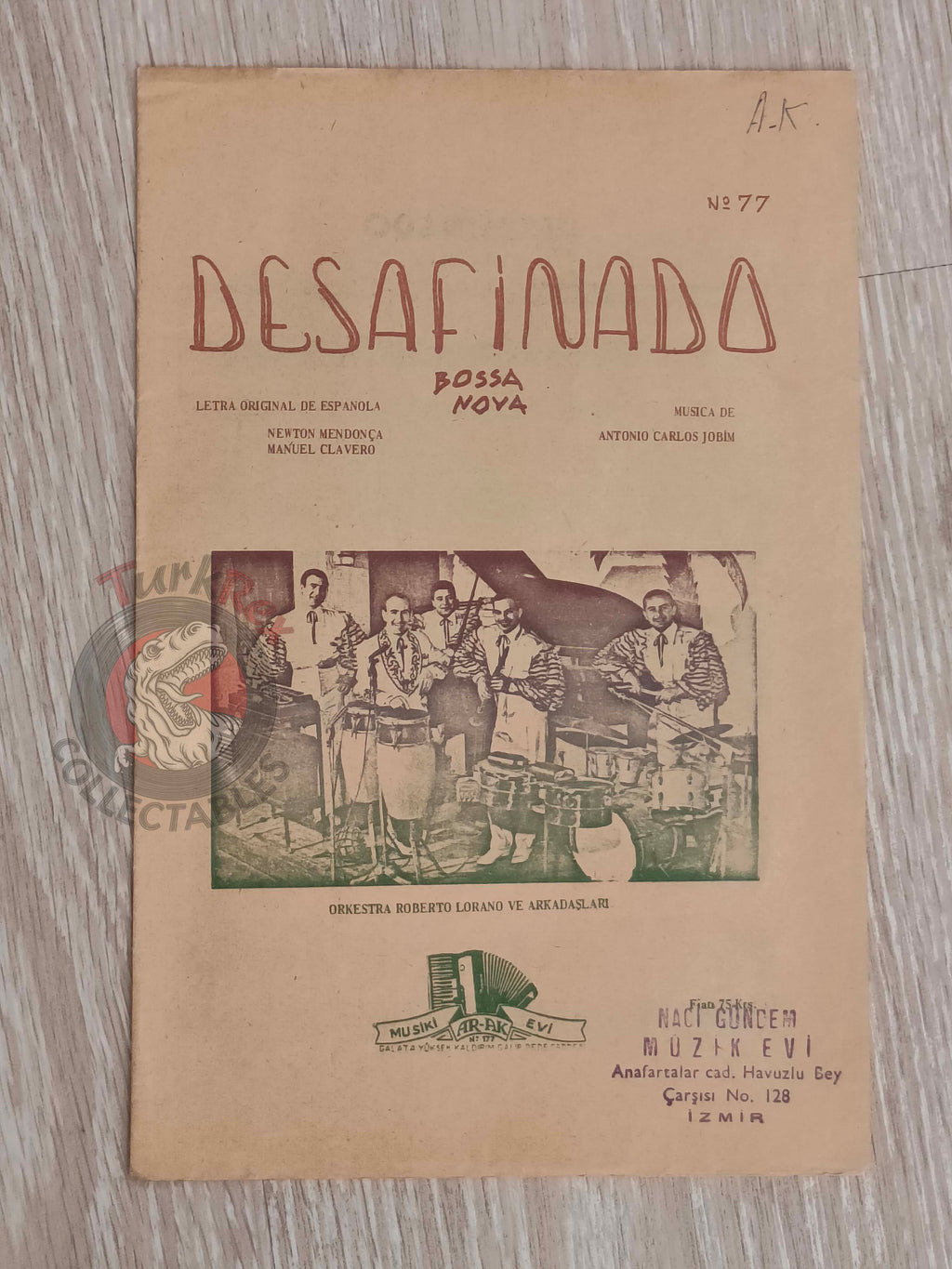 Roberto Lorano – Desafinado Turkish Vintage Musical Notes Sheet Turkey
