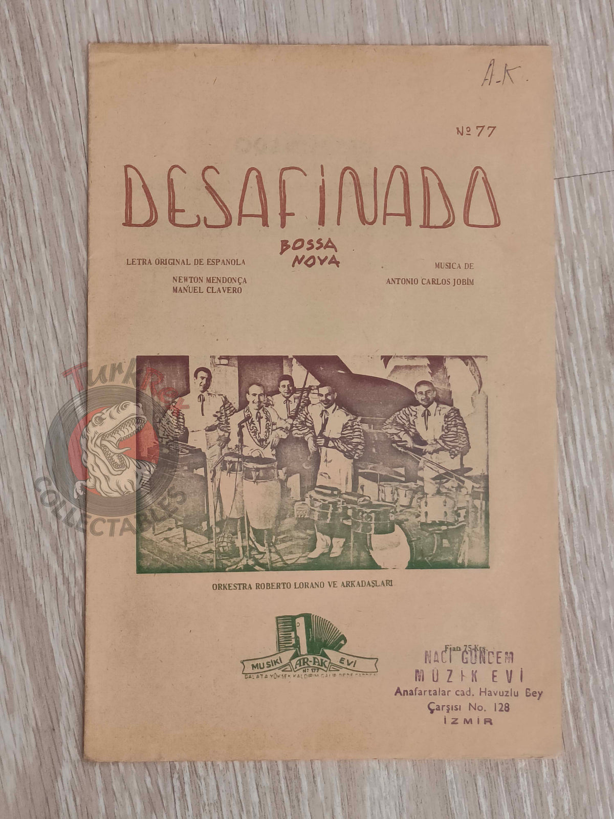 Roberto Lorano – Desafinado Turkish Vintage Musical Notes Sheet Turkey