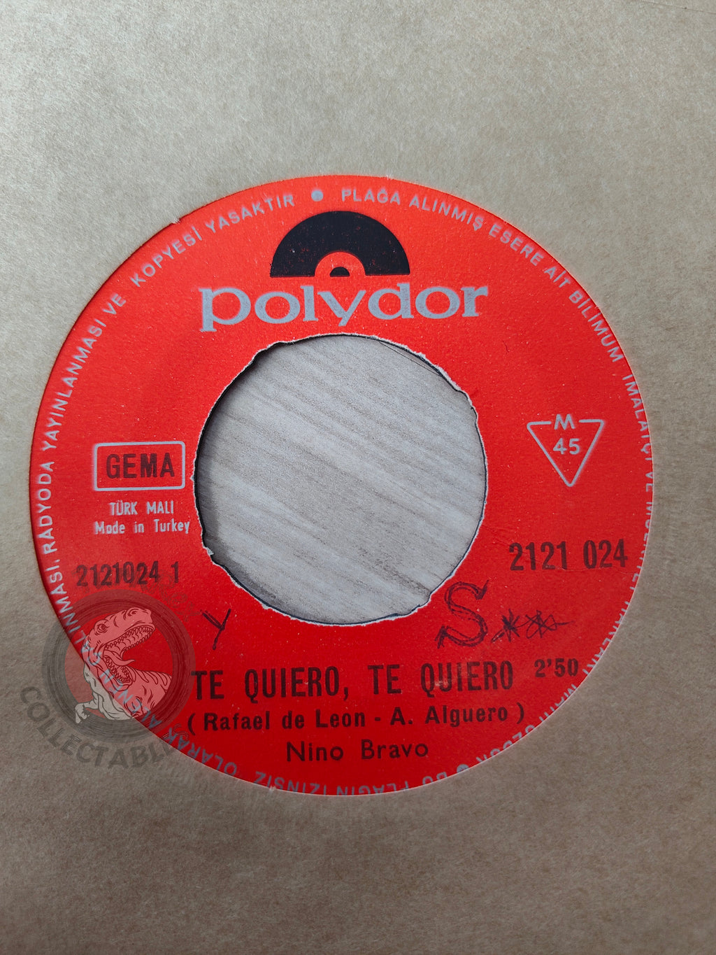 Nino Bravo – Te Quiero, Te Quiero 7" Turkish Pressing Vinyl Turkey Edition