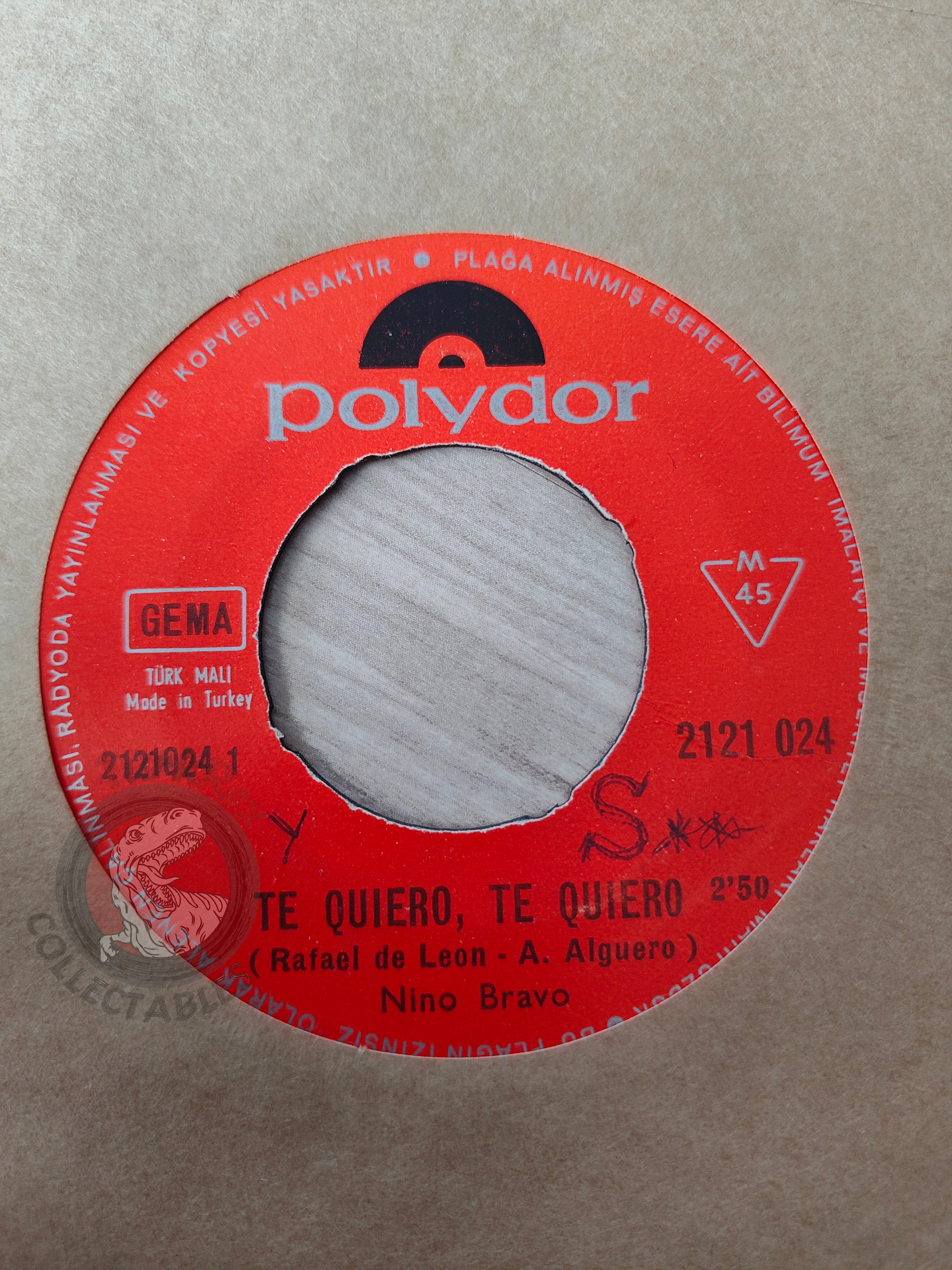 Nino Bravo – Te Quiero, Te Quiero 7" Turkish Pressing Vinyl Turkey Edition
