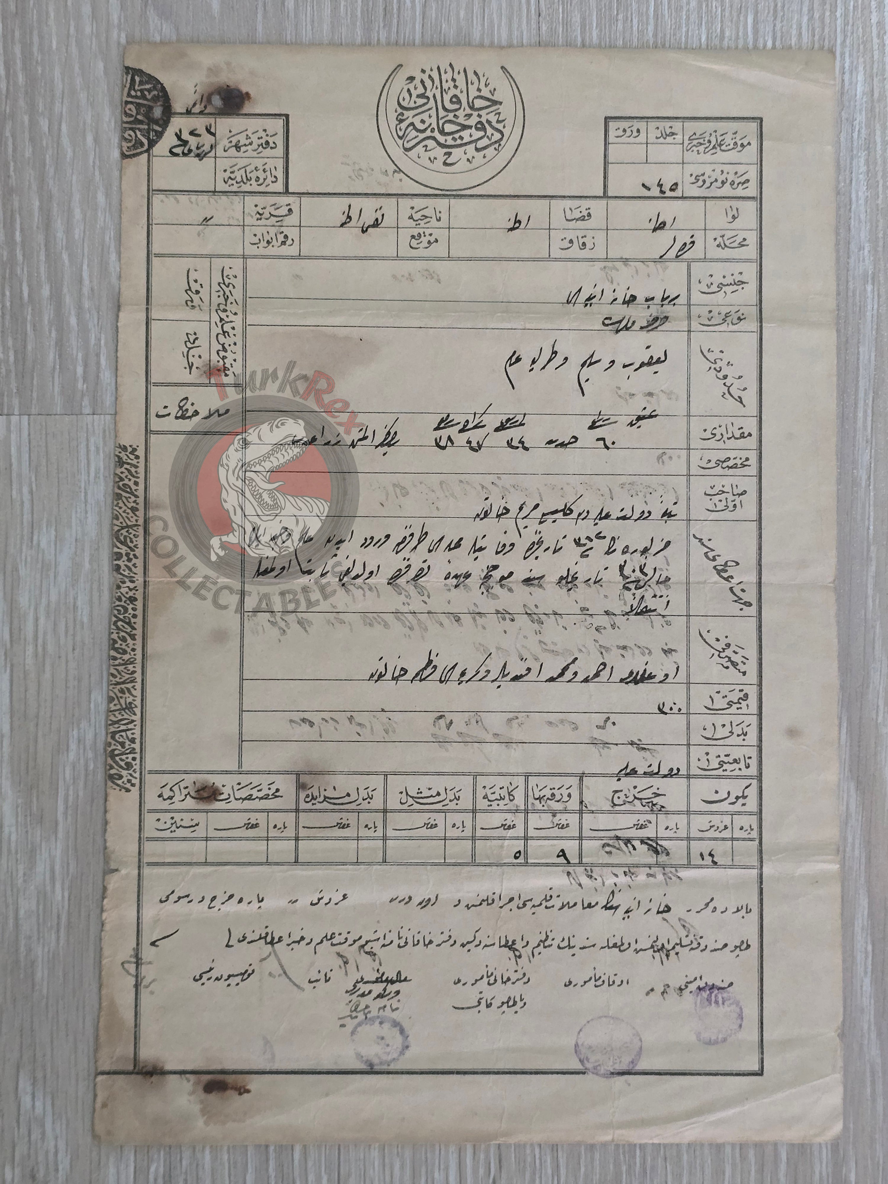 Ottoman 1907 Land Deed House in Adana Karalar Title Deed