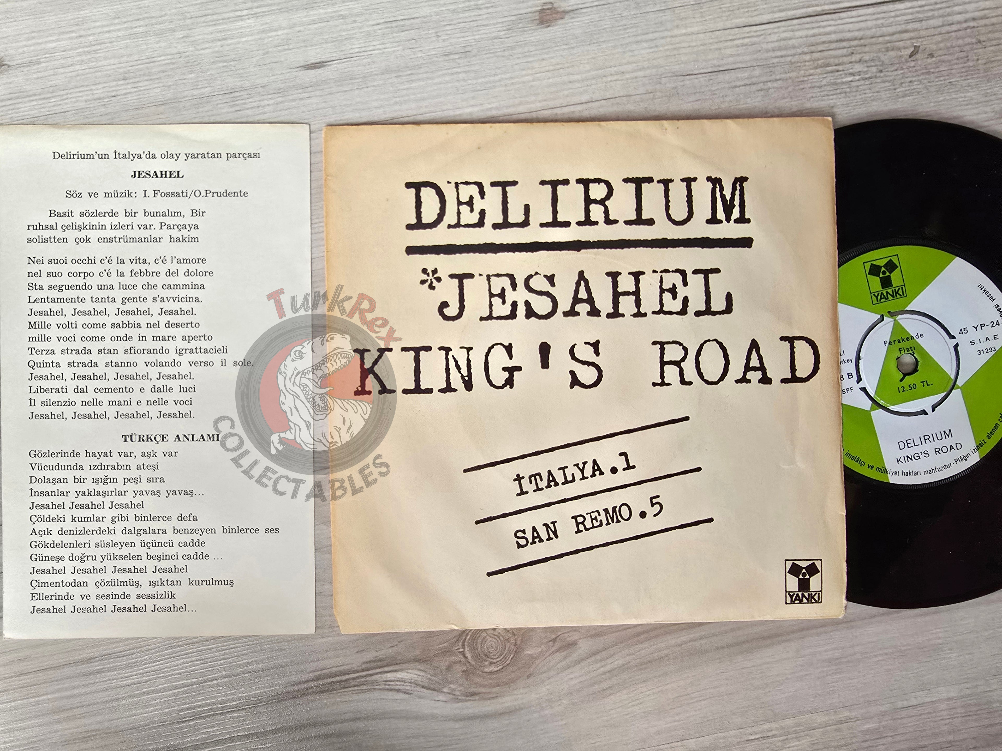 Delirium – Jesahel / King's Road 7" Turkish Pressing Vinyl Turkey Edition Sanremo