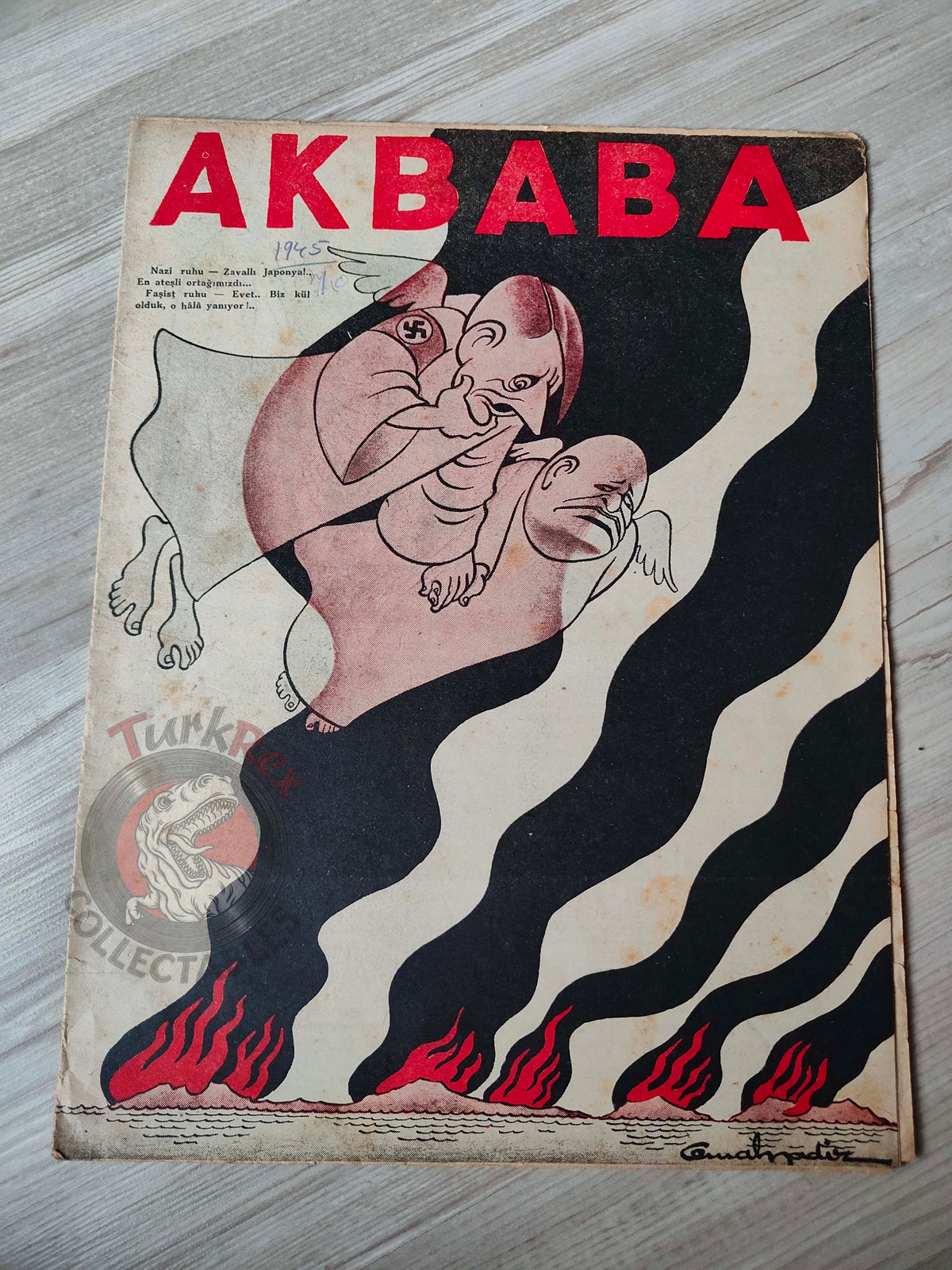 Akbaba 1945 Humor Magazine Turkish Turkey Germany Hitler Mussolini WW2 era Italy Japan Britain