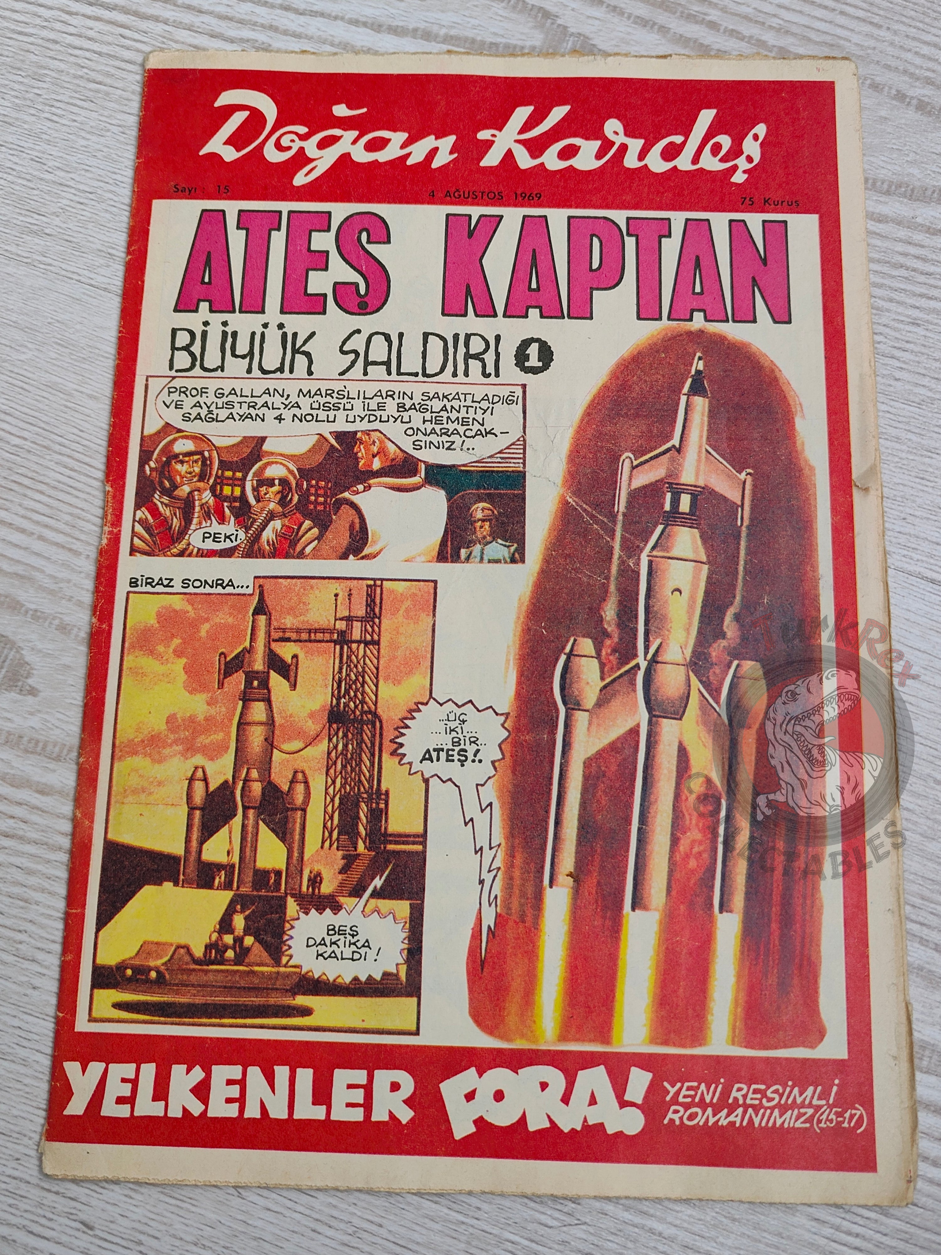 Doğan Kardeş 1969 Magazine #15 Turkish Comic Turkey Zero X, Captain Scarlet, Tarzan