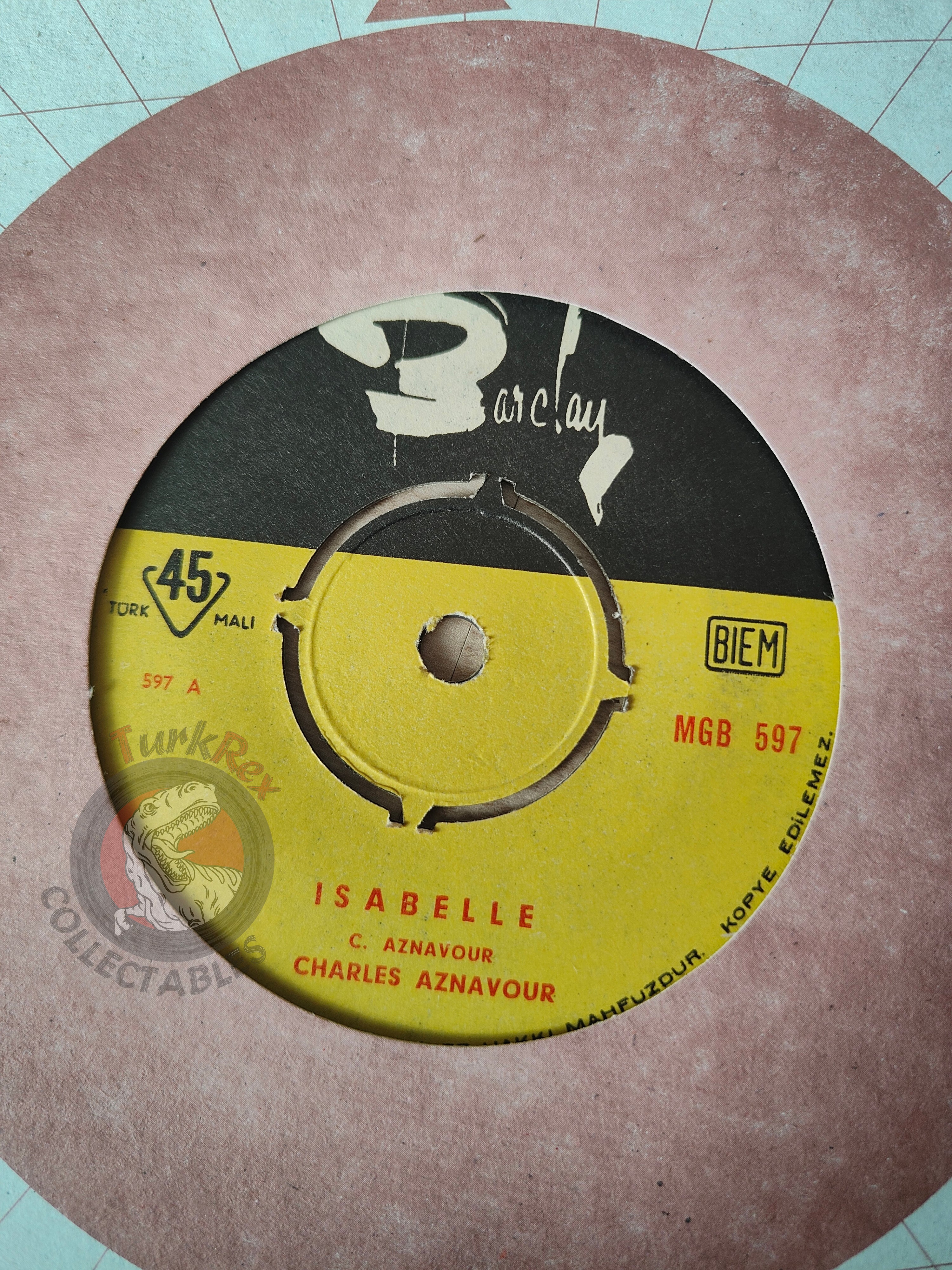 Charles Aznavour – Au Printemps Tu Reviendras / Isabelle 7"  Turkish Pressing Vinyl Turkey Edition