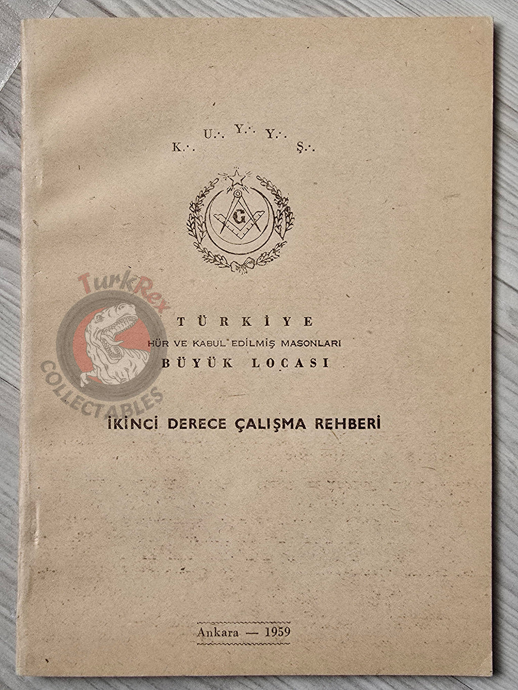 Turkish Freemasonry 2nd Degree Ritual Fellow Craft 1959 Booklet Masonic Masons of Turkey