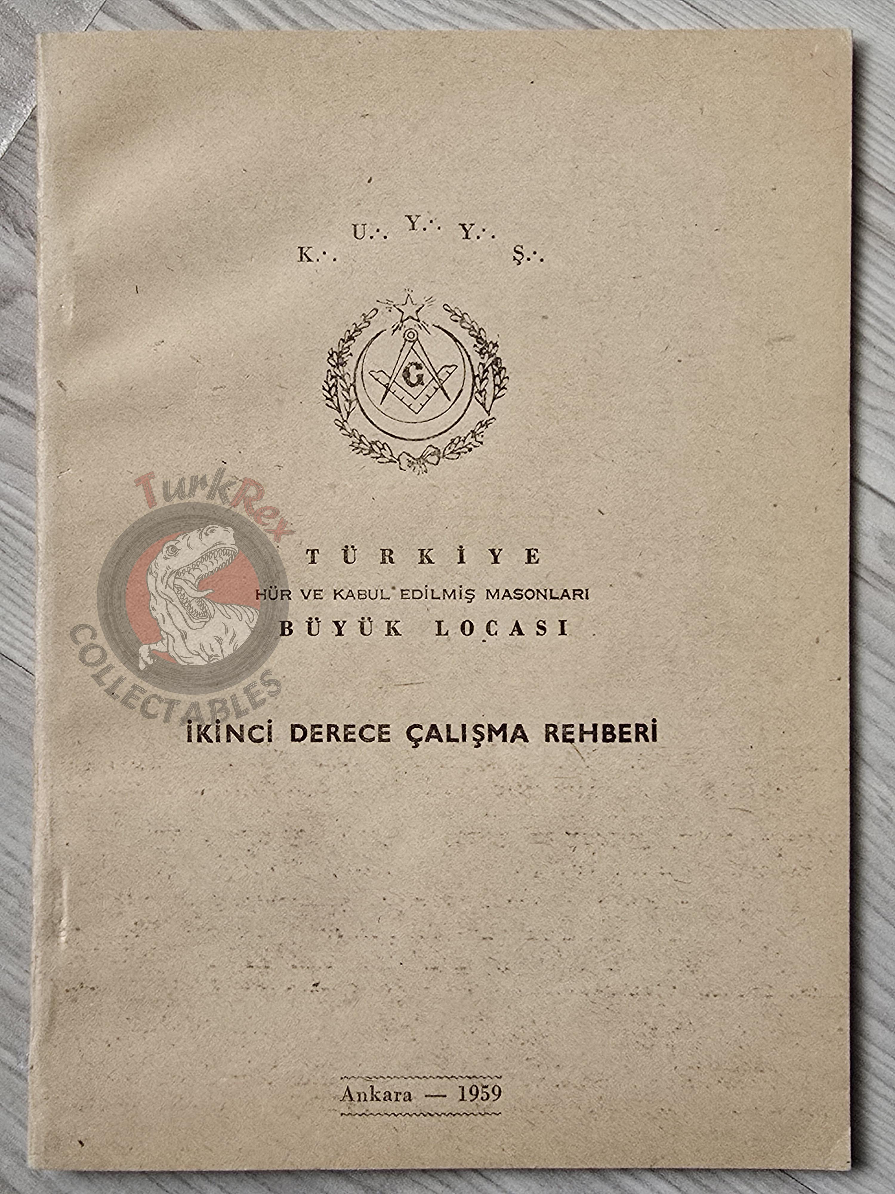 Turkish Freemasonry 2nd Degree Ritual Fellow Craft 1959 Booklet Masonic Masons of Turkey