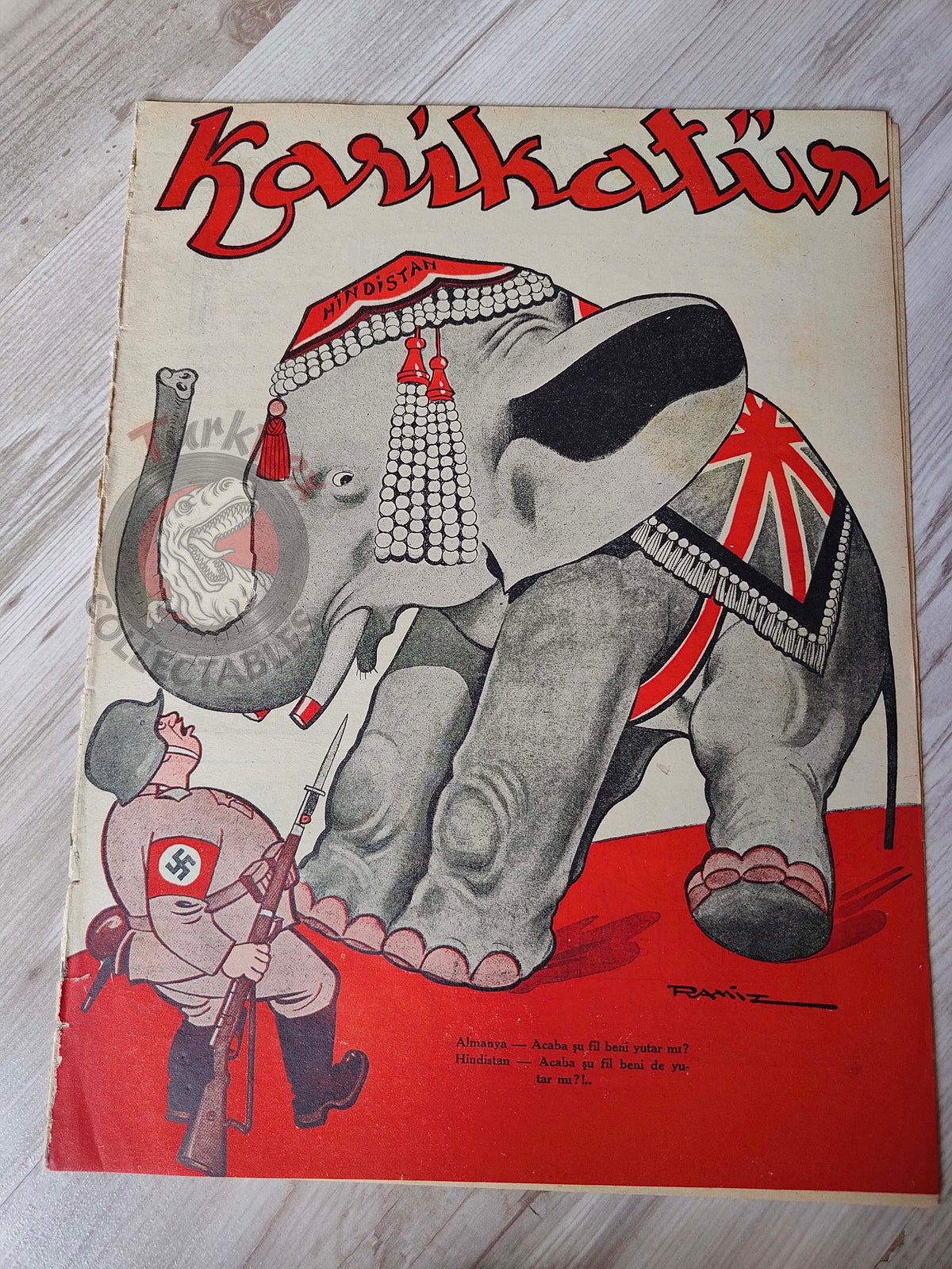 Karikatür 1941 Humor Magazine Turkish Turkey Germany and India WW2 era Churchill Britain Russia