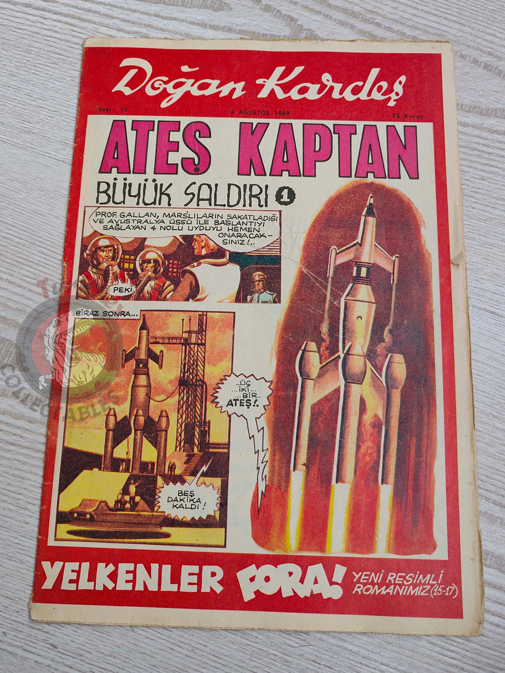 Doğan Kardeş 1969 Magazine #15 Turkish Comic Turkey Zero X, Captain Scarlet, Tarzan
