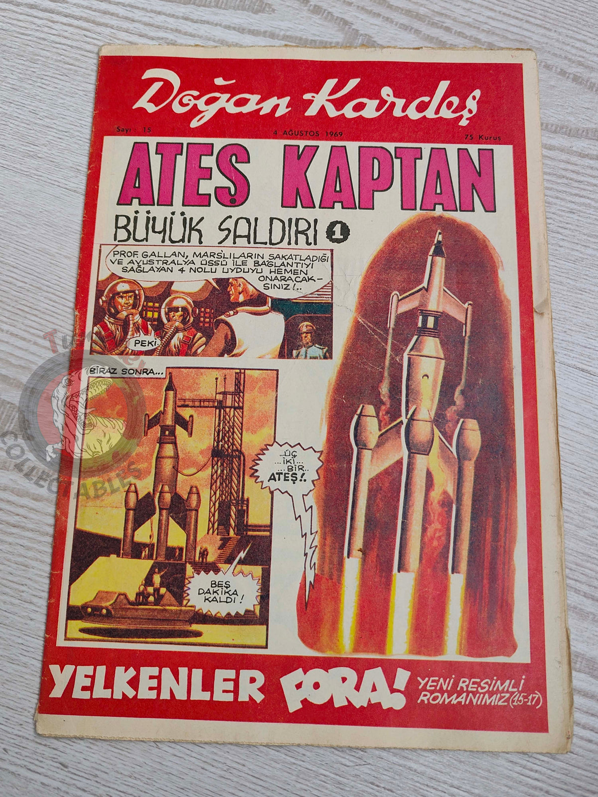 Doğan Kardeş 1969 Magazine #15 Turkish Comic Turkey Zero X, Captain Scarlet, Tarzan