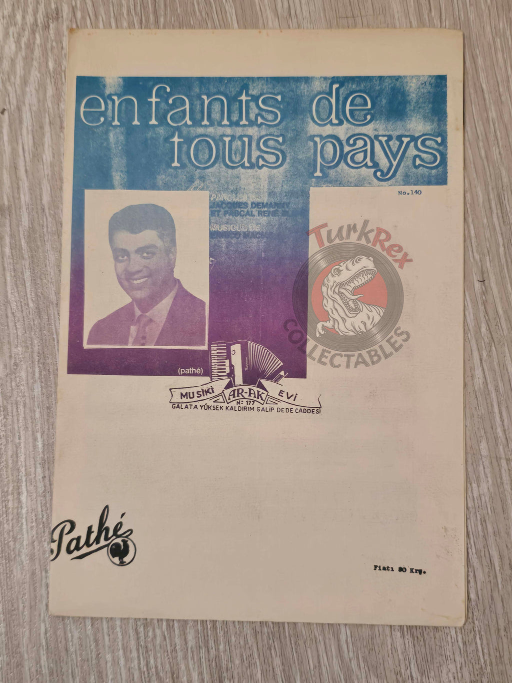 Enrico Macias – Enfants de Tous Pays Turkish Vintage Musical Notes Sheet Turkey