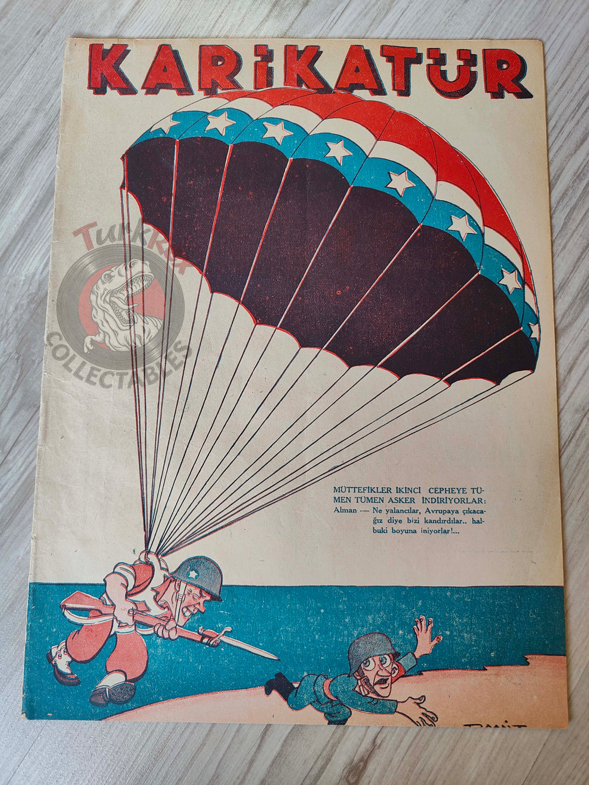 Karikatür 1944 Humor Magazine Turkish Turkey The Allies WW2 era Joseph Goebbels Germany