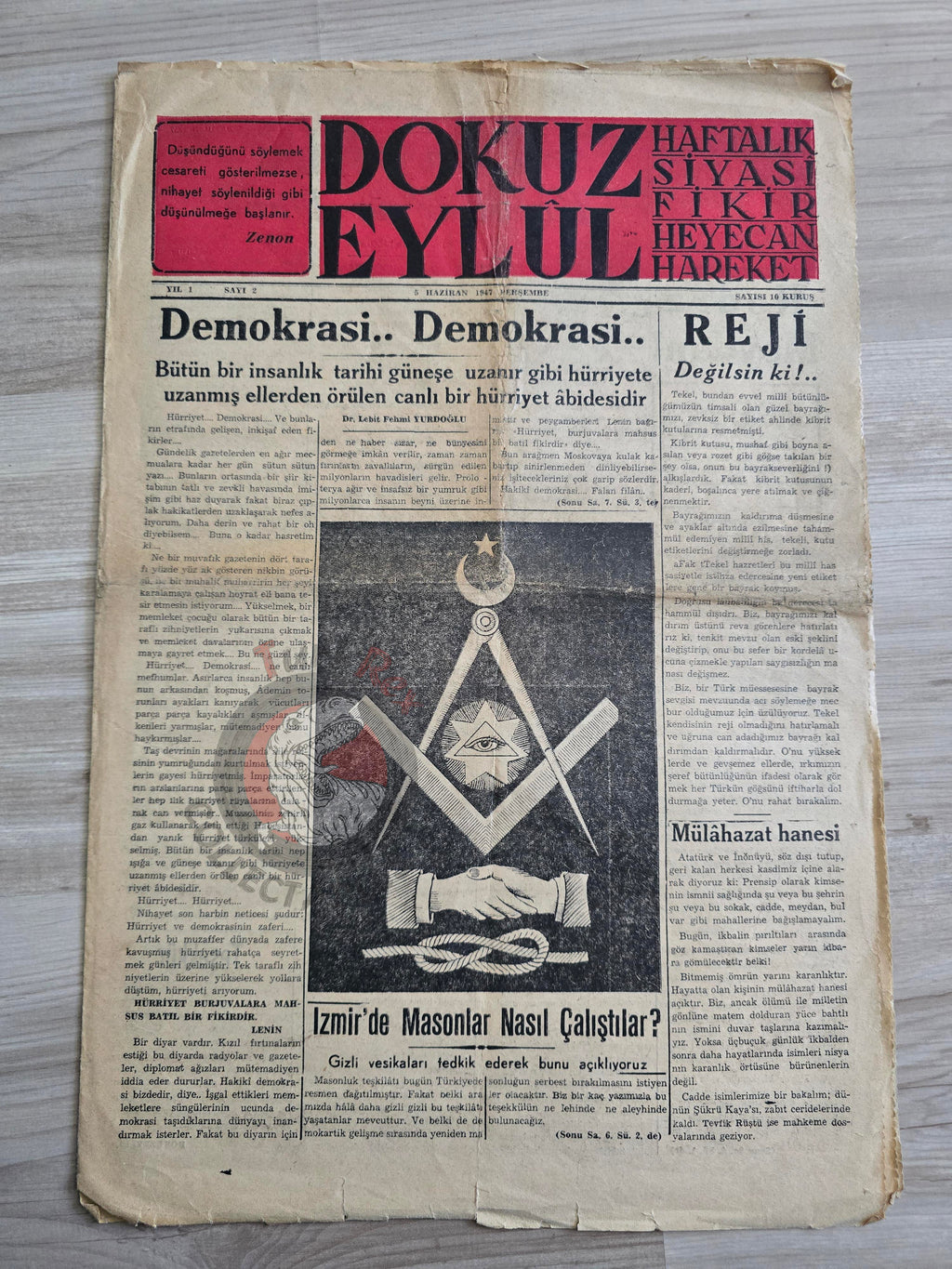 Turkish Freemasonry How Did the Freemasons Operate in İzmir 1947 Turkey Newspaper Masonic
