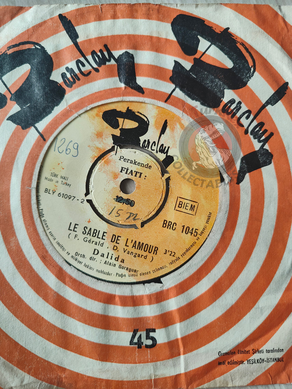 Dalida ‎– Manuella 7" Turkish Pressing Vinyl Turkey Edition