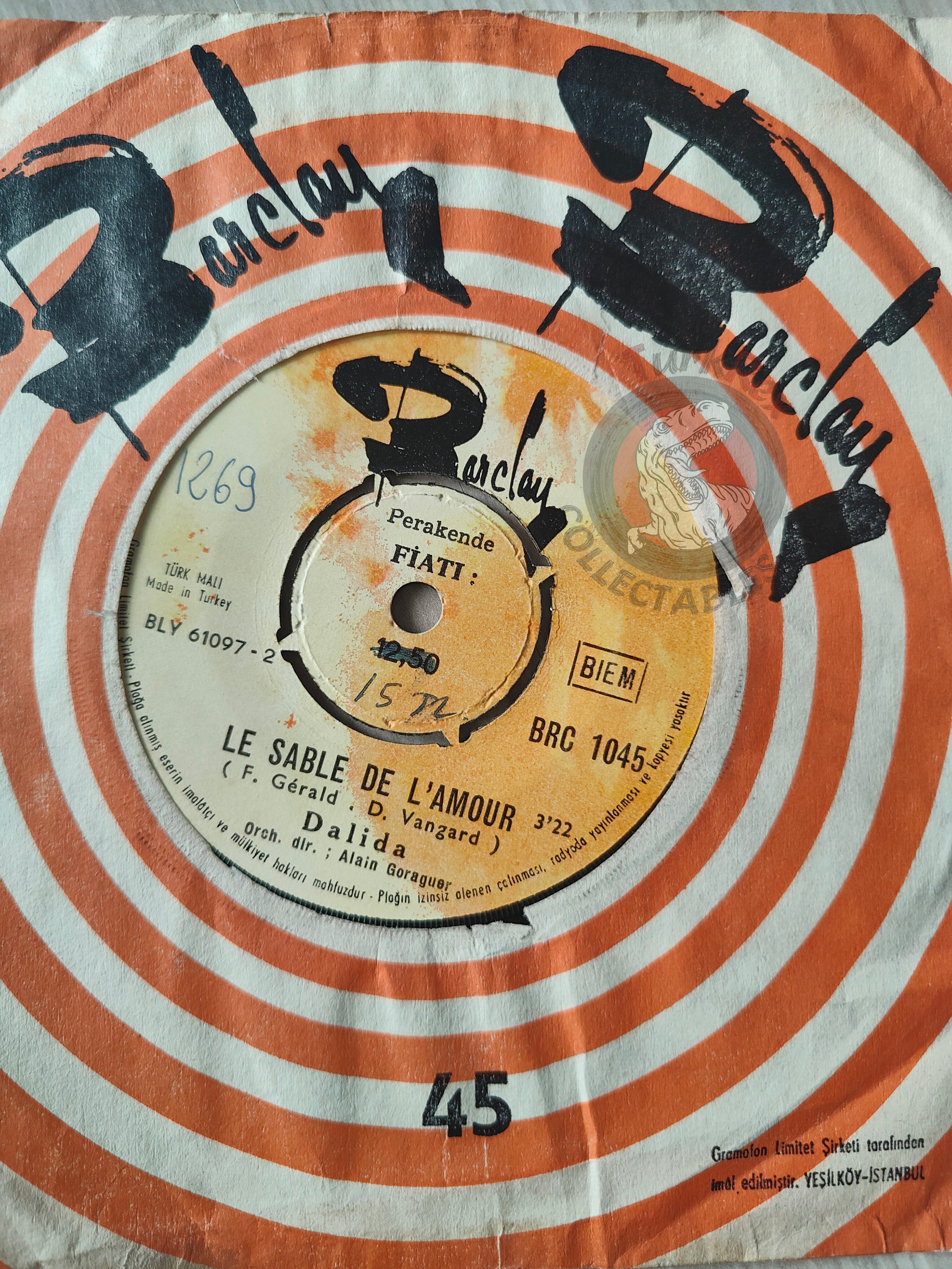 Dalida ‎– Manuella 7" Turkish Pressing Vinyl Turkey Edition