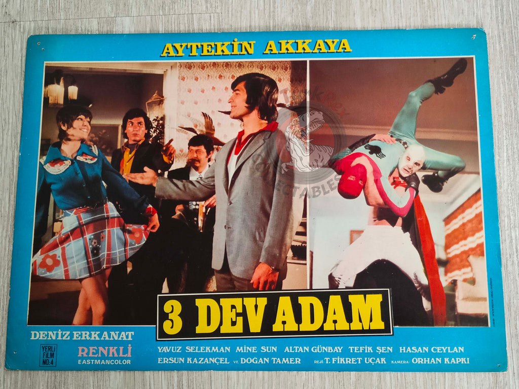 Three Giant Men 1973 Lobby Card Turkish Movie Turkey 3 Dev Adam