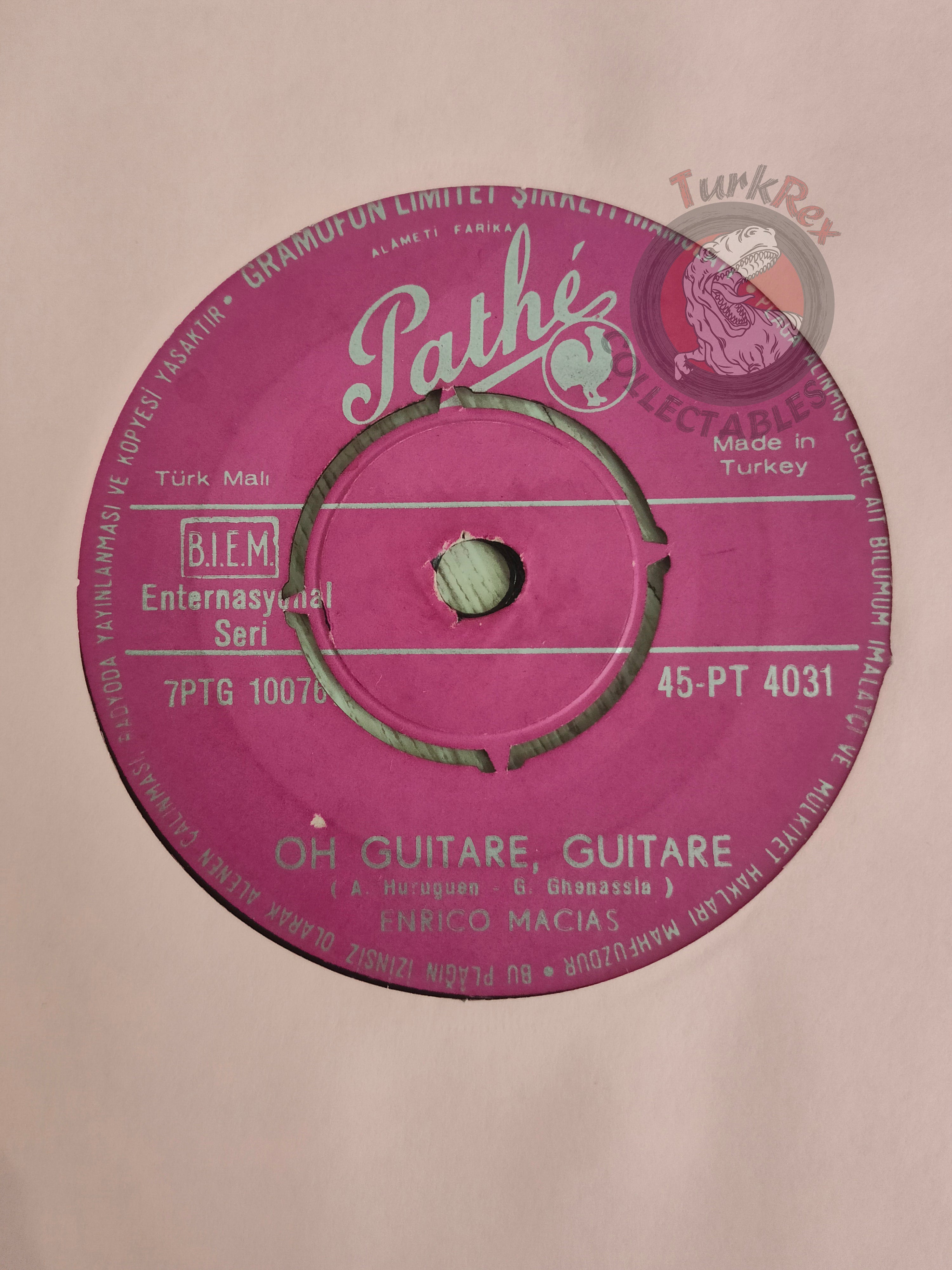 Enrico Macias –  Oh Guitare, Guitare 7" Turkish Pressing Vinyl Turkey Edition 2