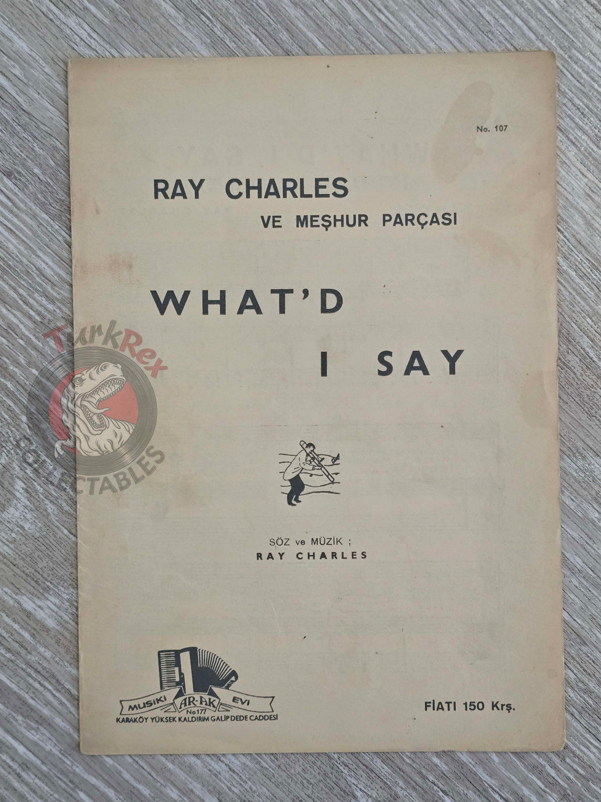 Ray Charles – What’d I Say Turkish Vintage Musical Notes Sheet Turkey
