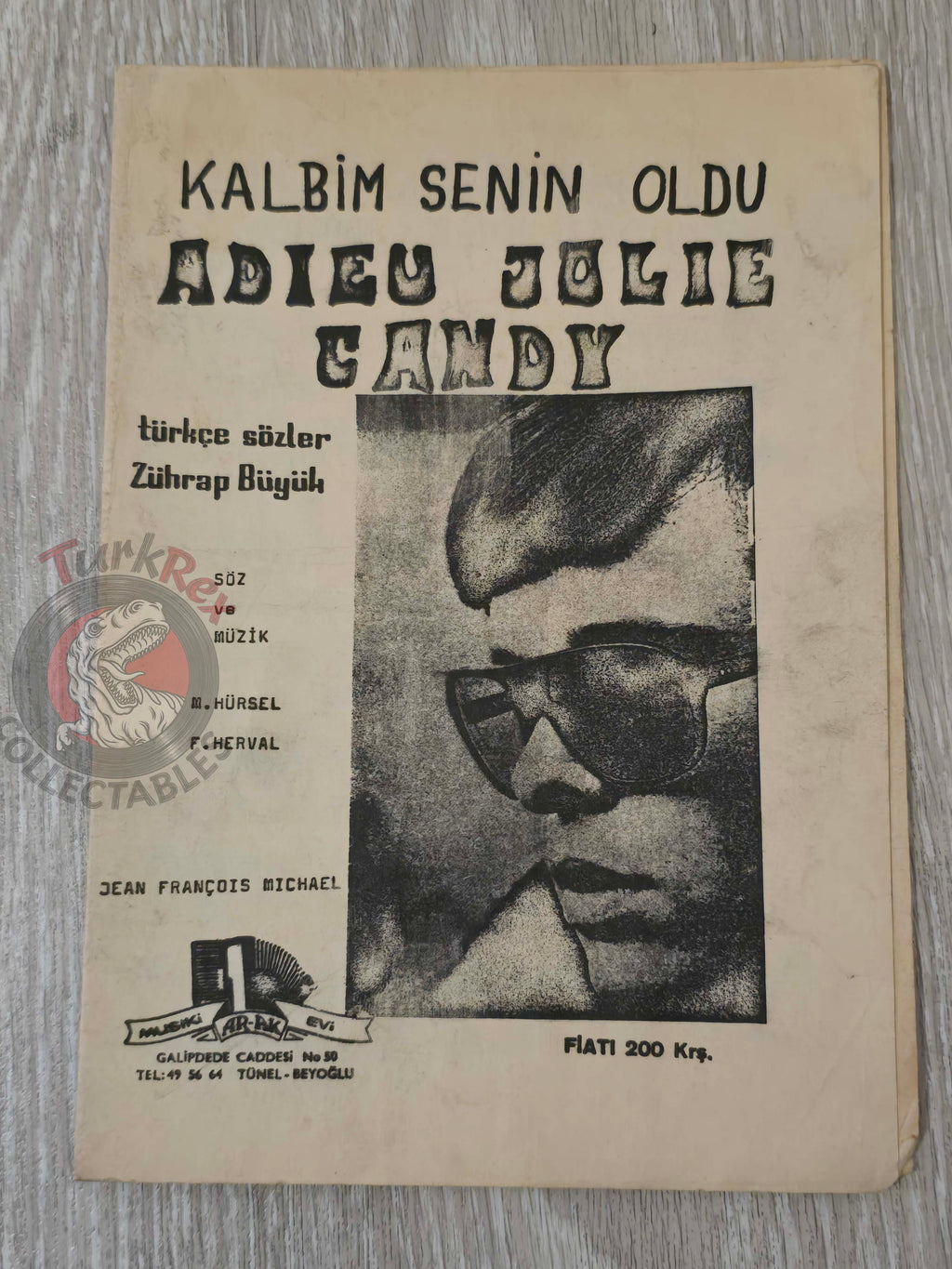 Jean François Michael – Adieu Jolie Candy Turkish Vintage Musical Notes Sheet Turkey