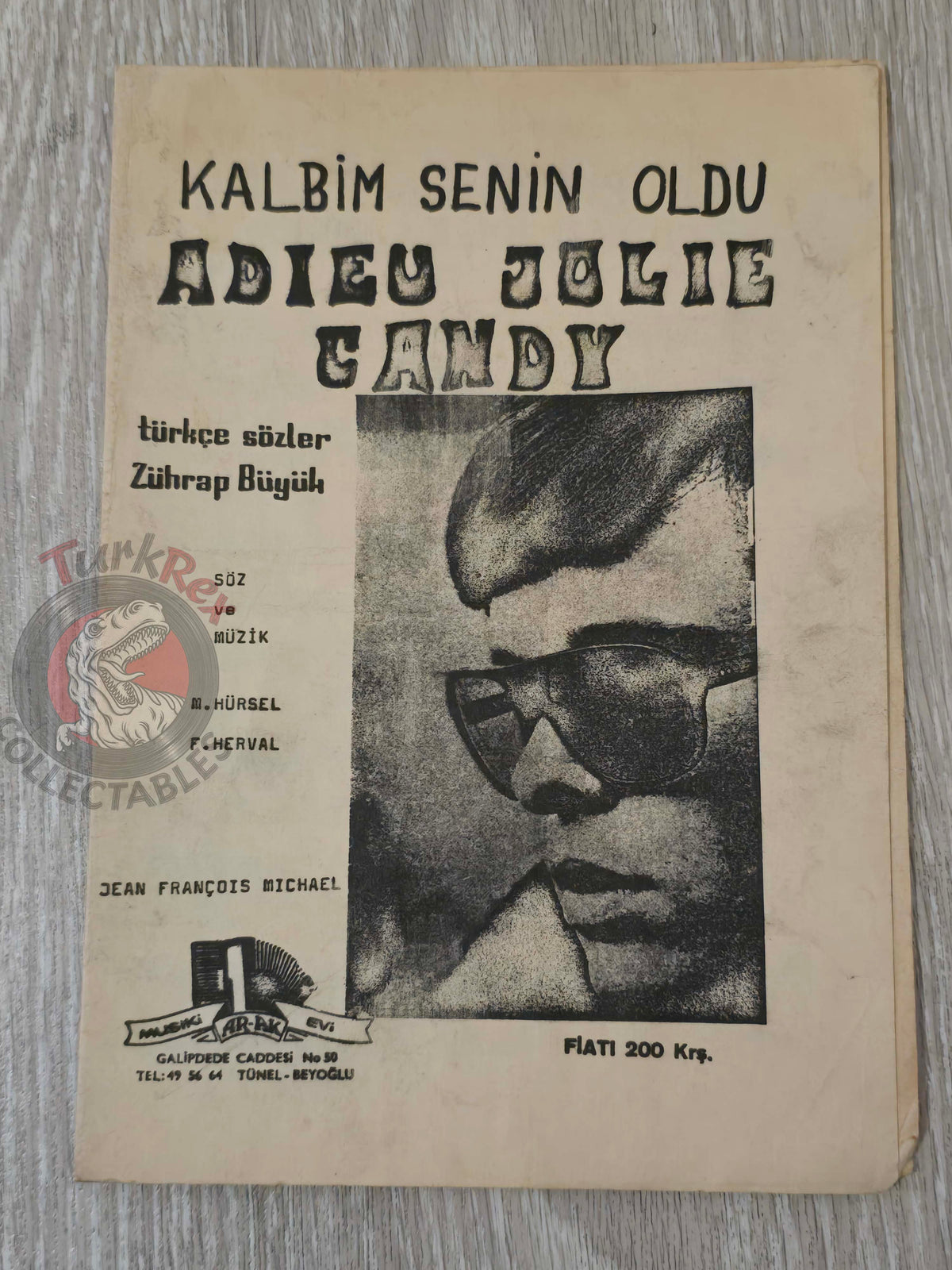 Jean François Michael – Adieu Jolie Candy Turkish Vintage Musical Notes Sheet Turkey