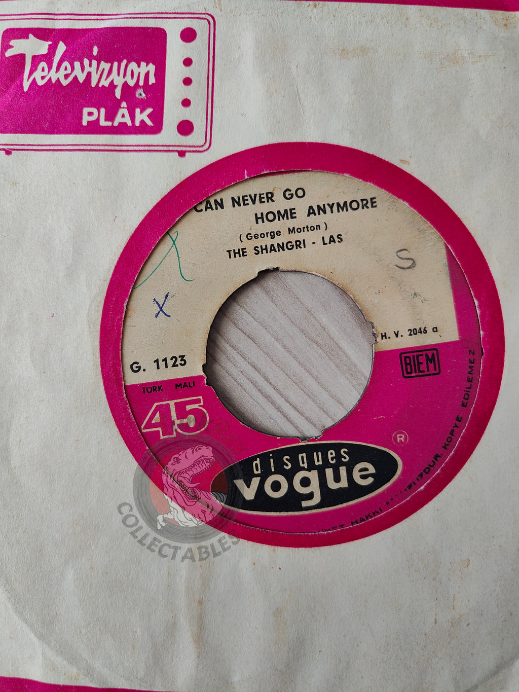 The Shangri-Las – I Can Never Go Home Anymore 7" Turkish Pressing Vinyl Turkey Edition Disques Vogue – G 1123