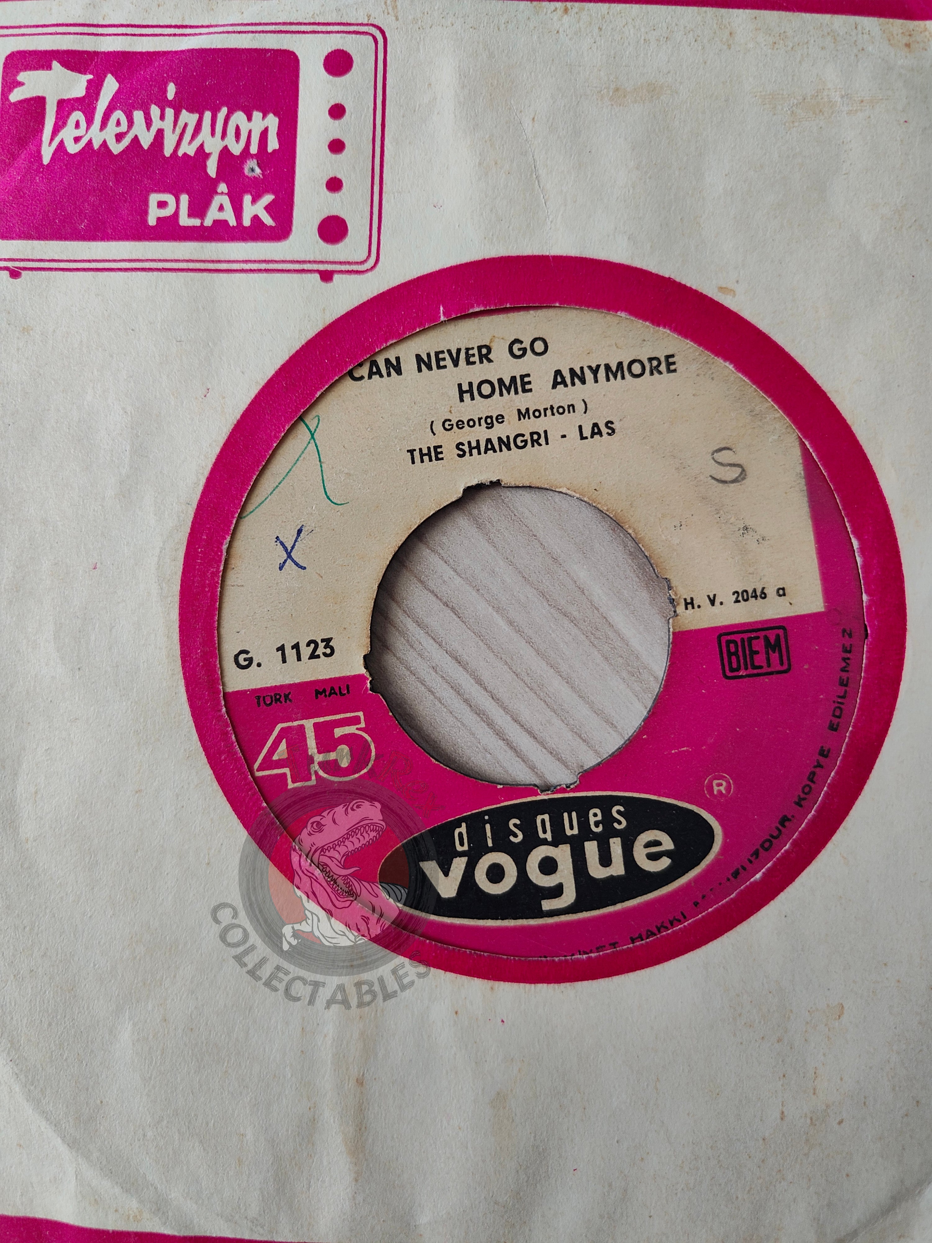The Shangri-Las – I Can Never Go Home Anymore 7" Turkish Pressing Vinyl Turkey Edition Disques Vogue – G 1123