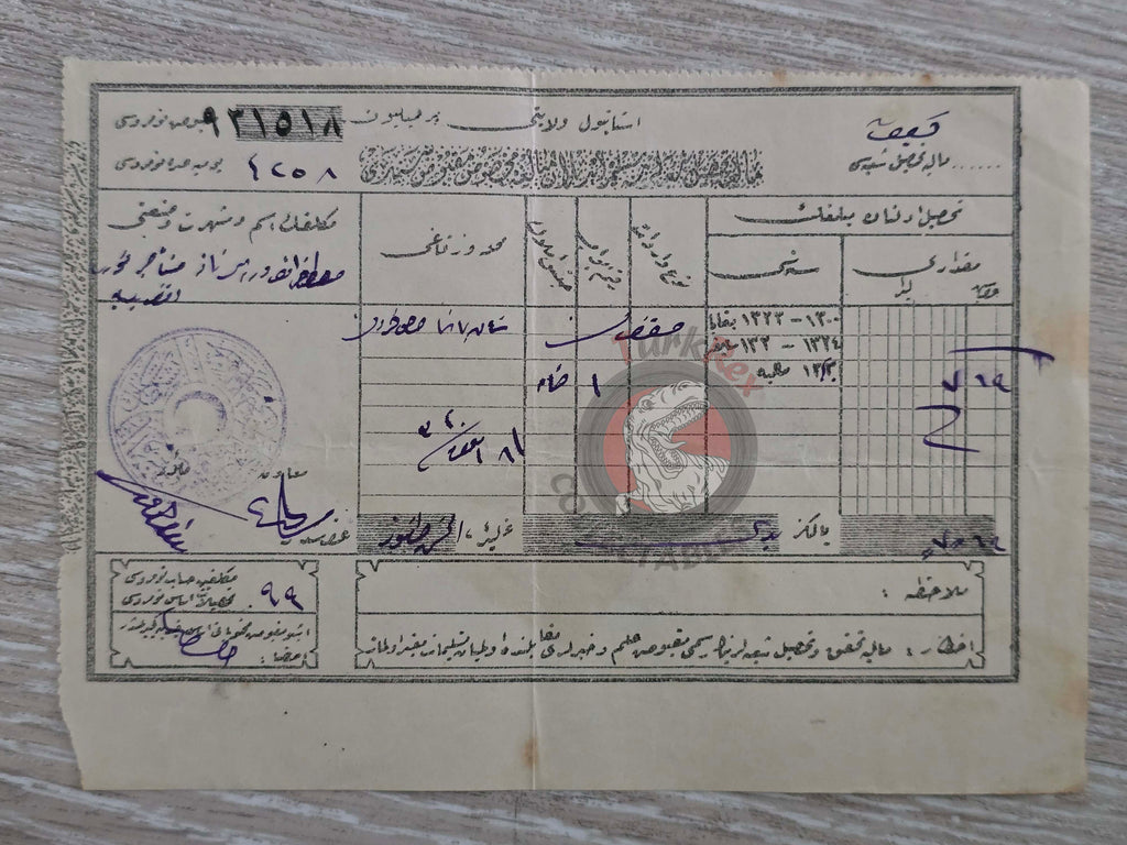 Ottoman Tax Document 1902 Istanbul Muslim Citizen