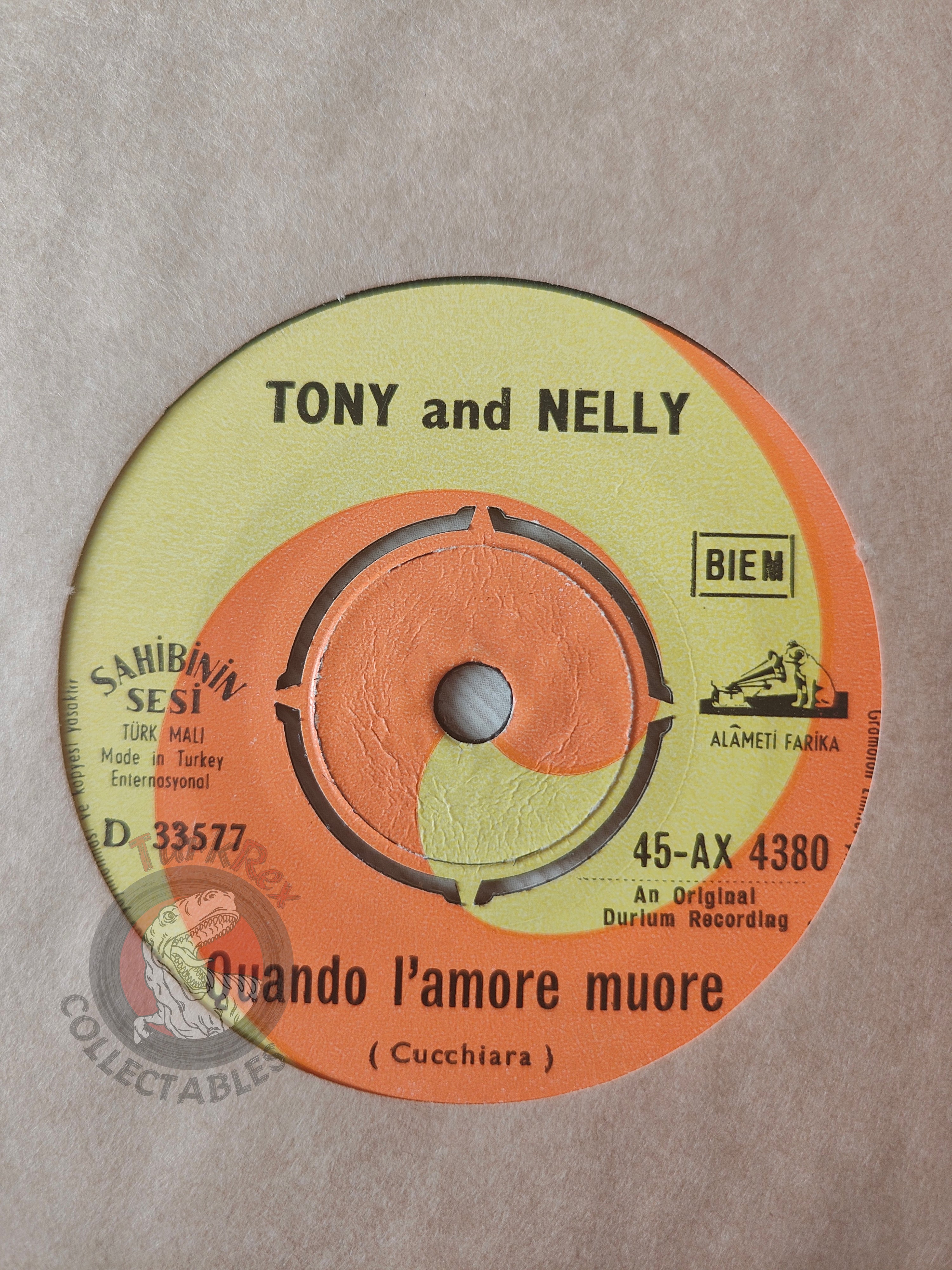 Tony And Nelly – Sara Lunedi 7" Turkish Pressing Vinyl Turkey Edition