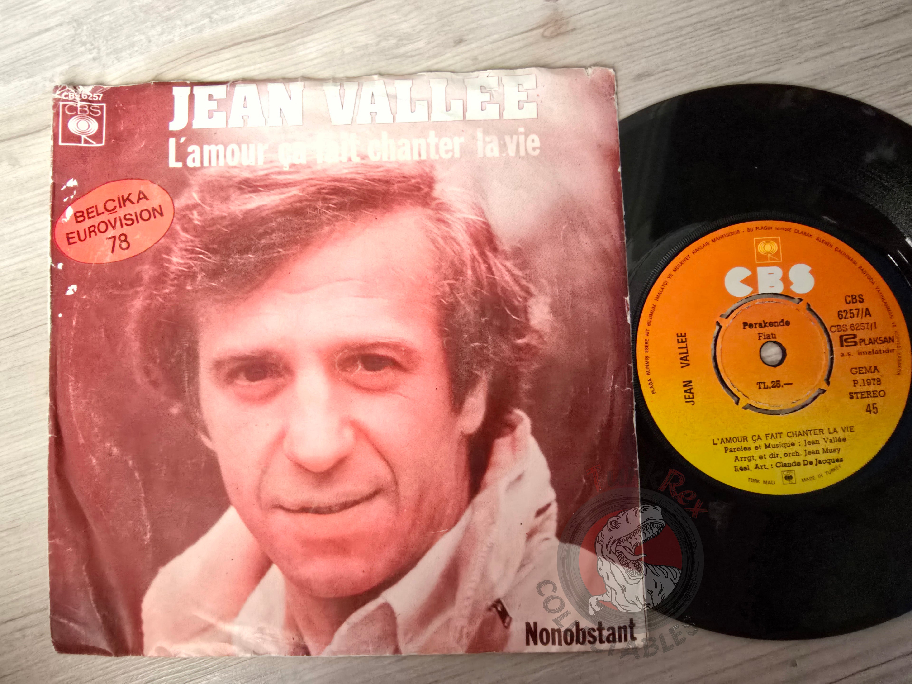 Jean Vallee – L'amour Ça Fait Chanter La Vie 7" Turkish Pressing Vinyl Turkey Edition Eurovision