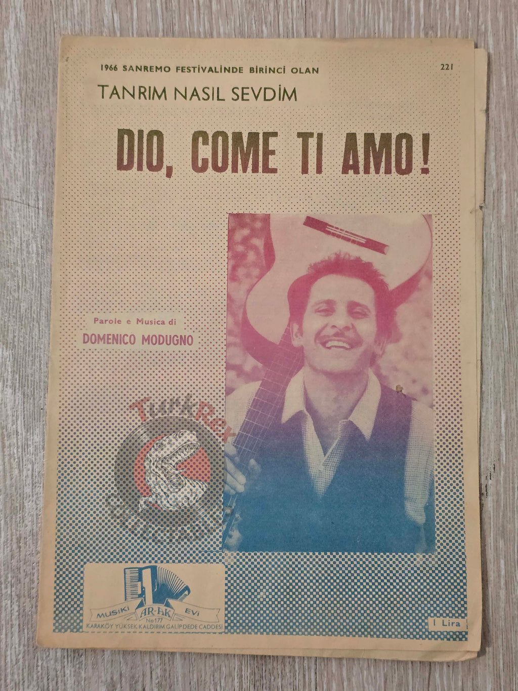 Domenico Modugno – Dio, Come Ti Amo Turkish Vintage Musical Notes Sheet Turkey Sanremo