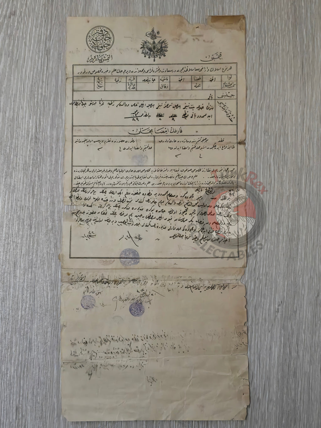 Ottoman 1907 Land Deed Vineyard in Adana Tarsus Title Deed Police Sheikh Greek