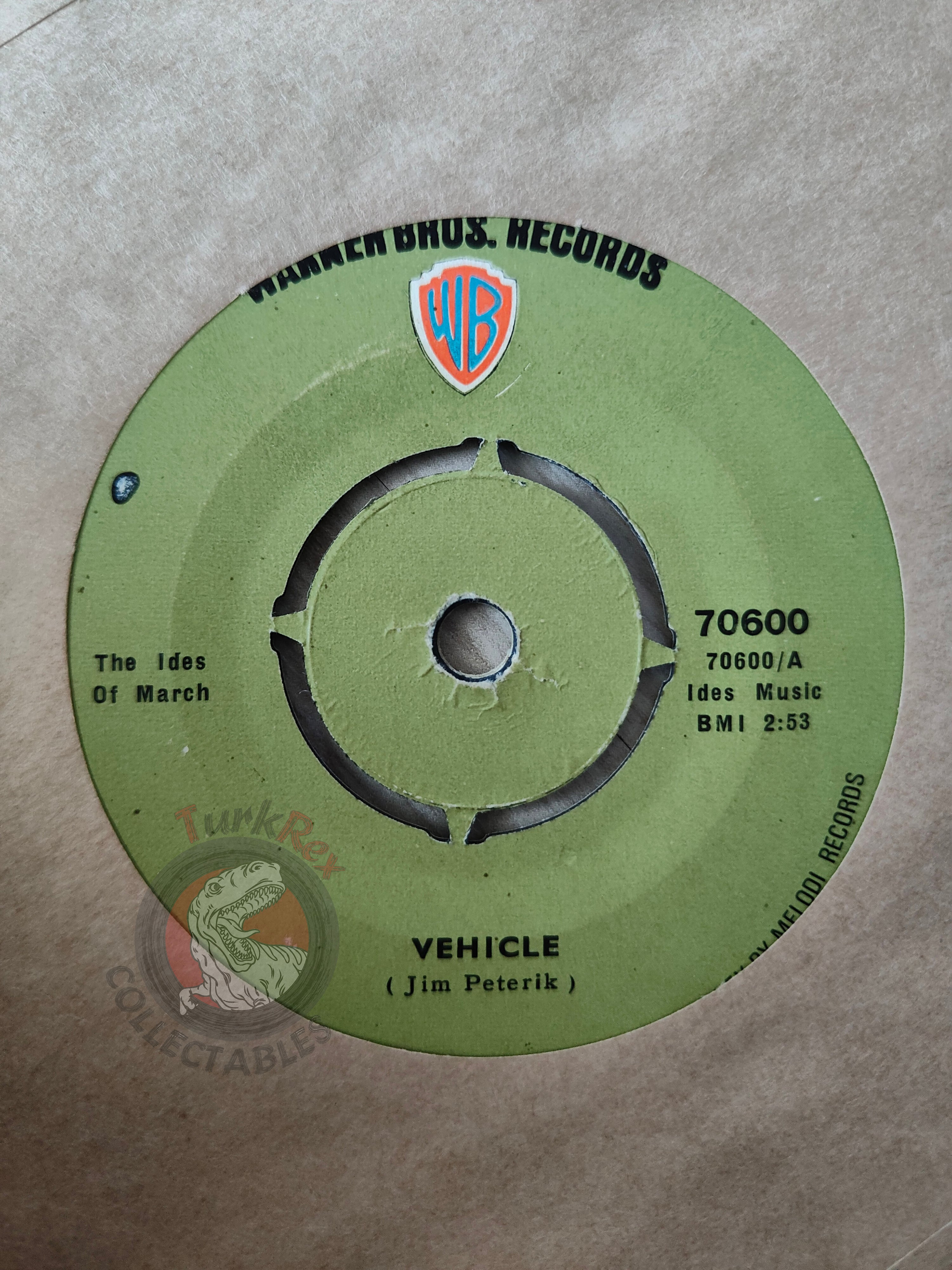 The Ides Of March – Vehicle 7" Turkish Pressing Vinyl Turkey Edition